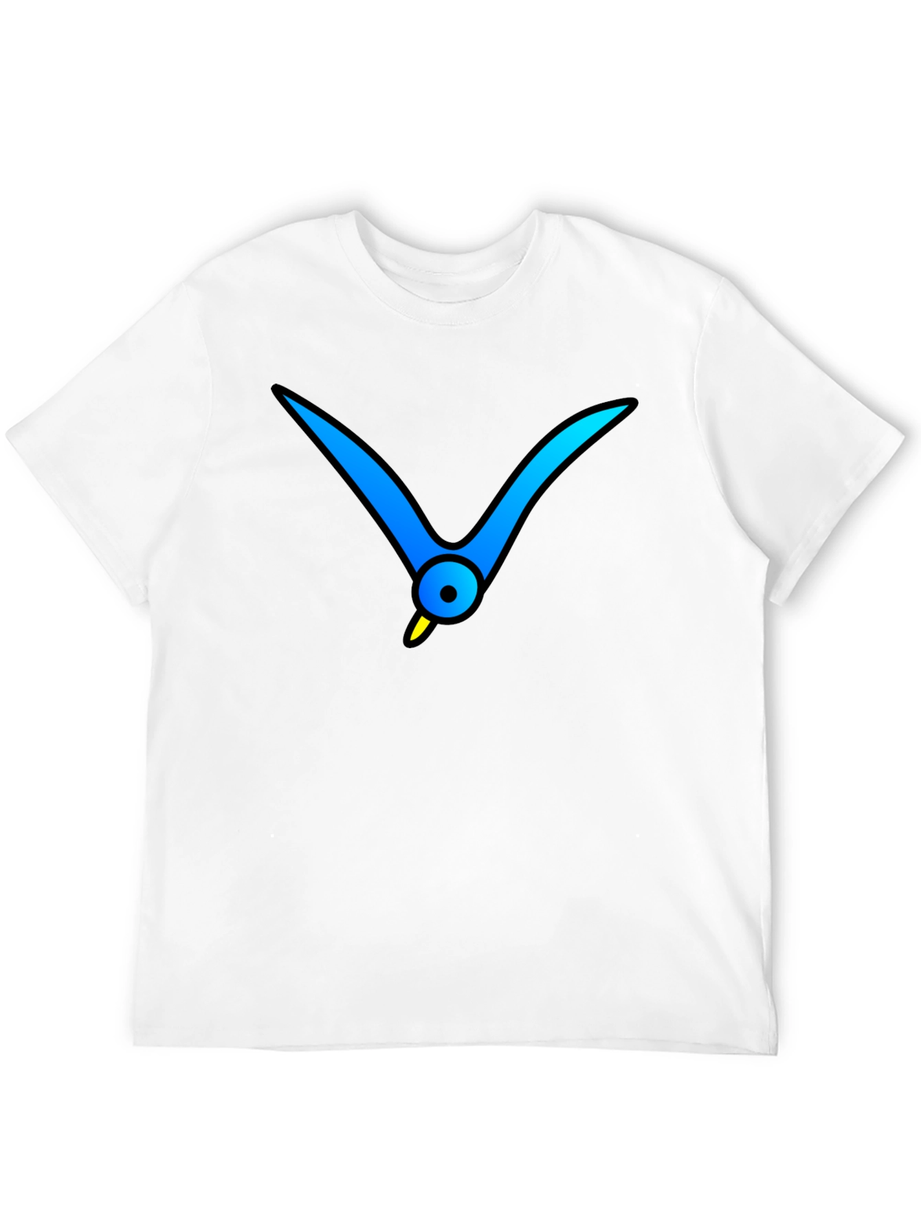 Black T-Shirt with Abstract Blue Bird Graphic