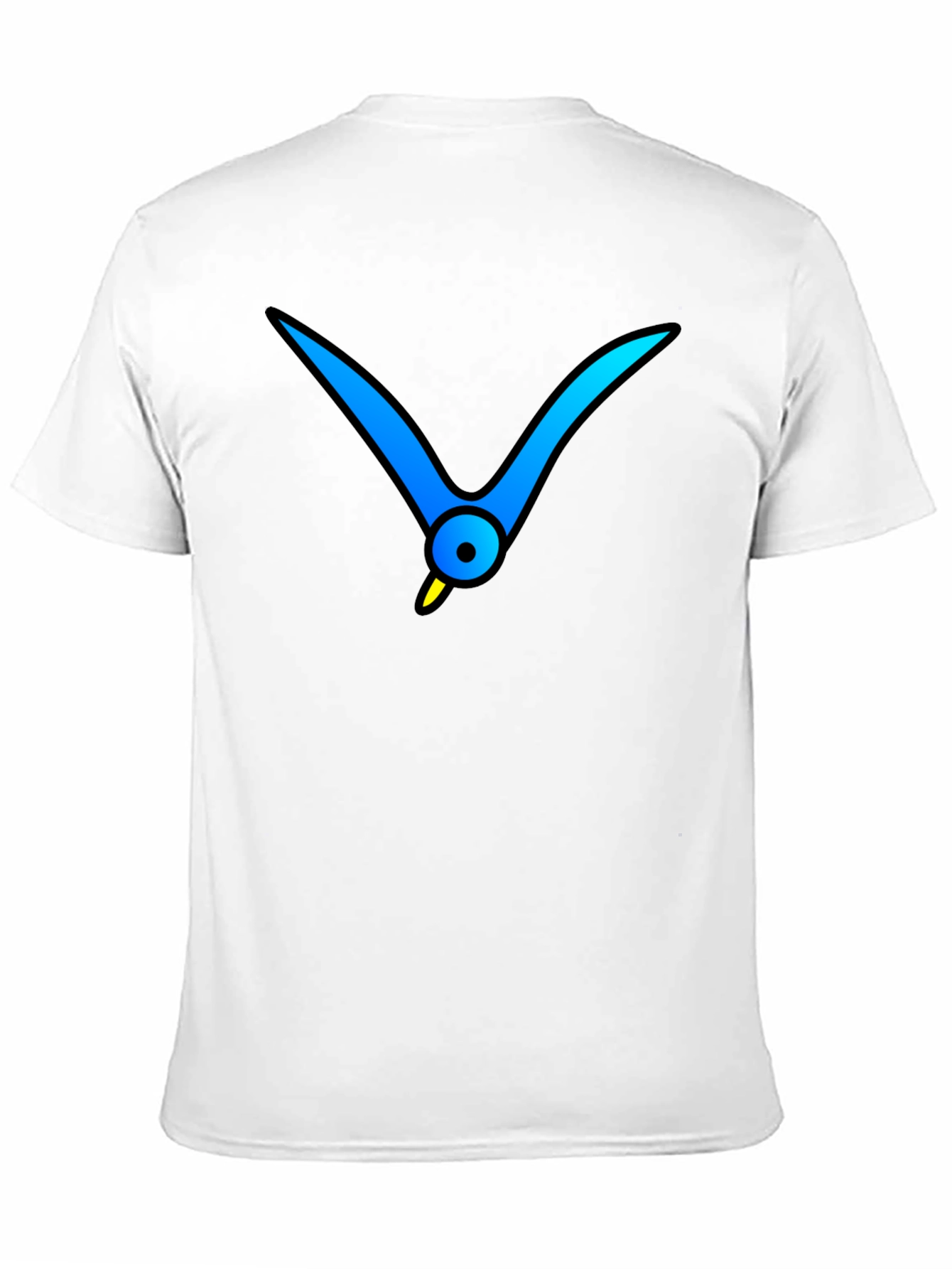 Black T-Shirt with Abstract Blue Bird Graphic