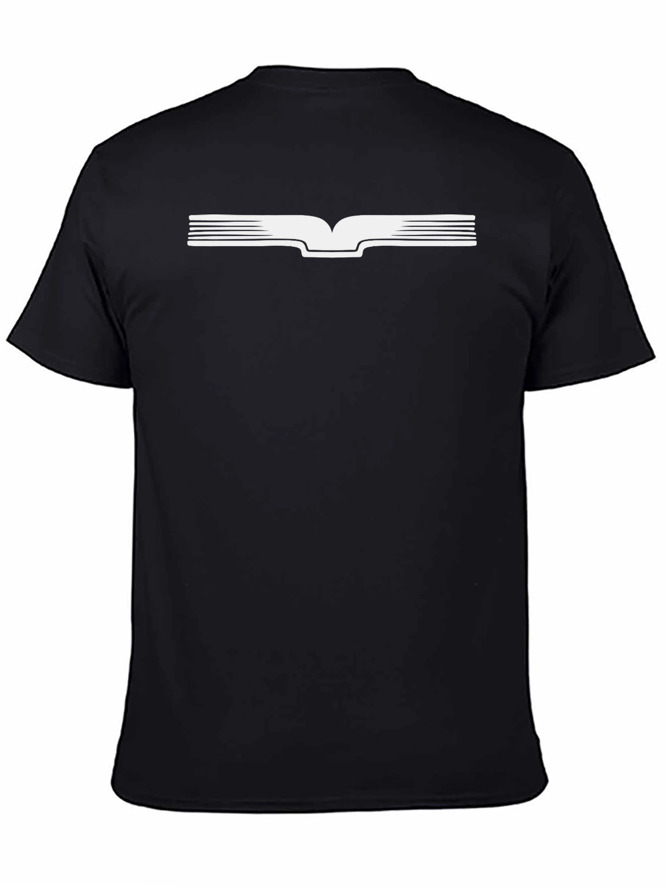 Black T-Shirt with White Graphic Book Design