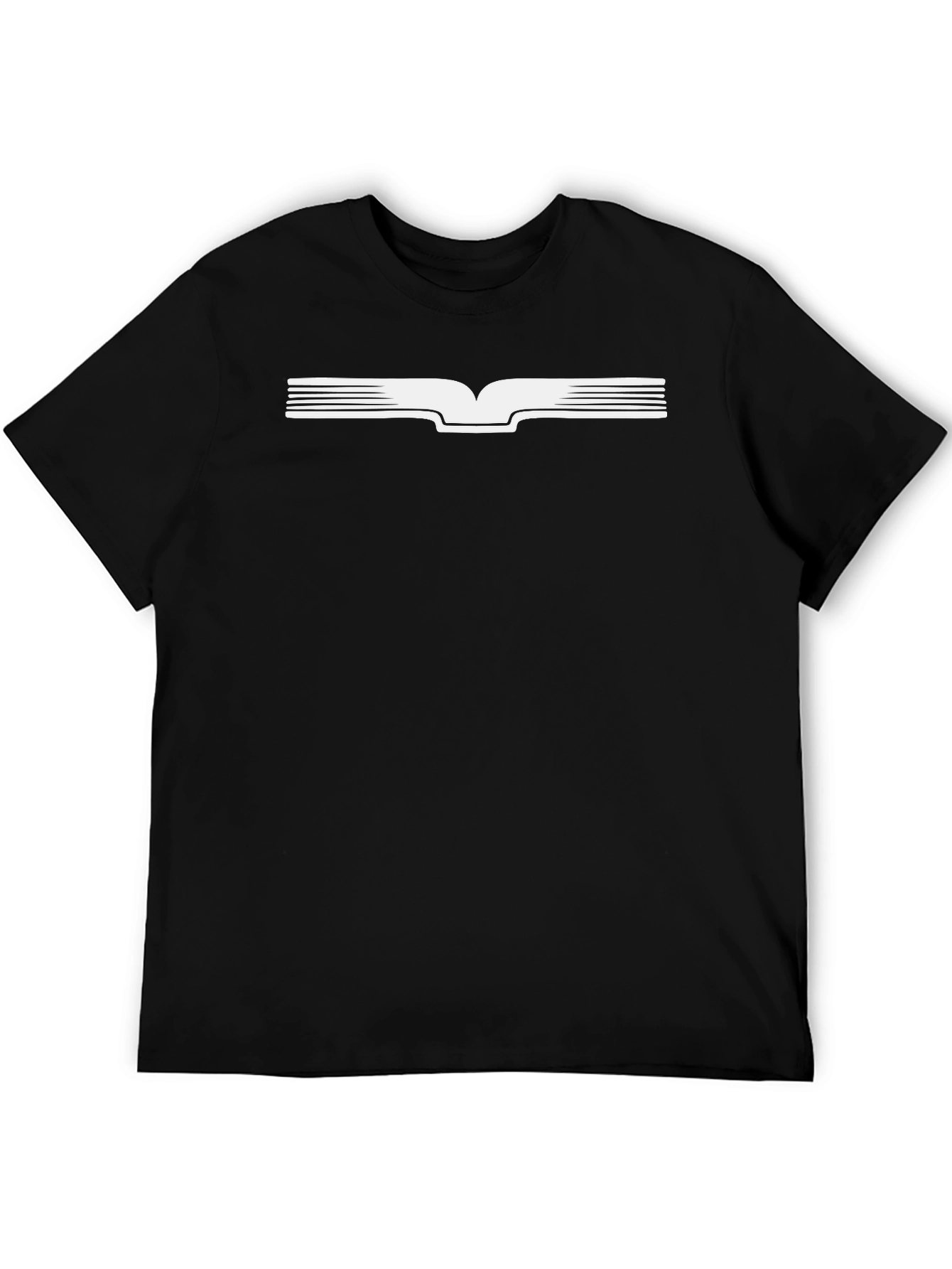 Black T-Shirt with White Graphic Book Design