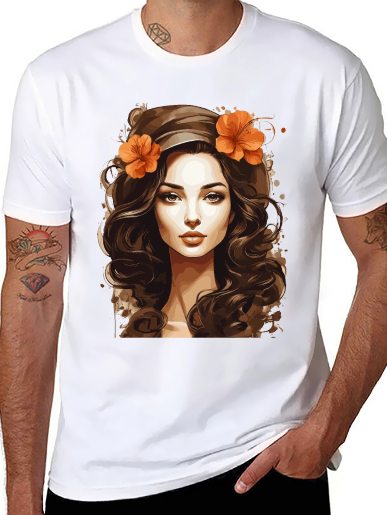 Boho Beauty Graphic Tee - Artistic Woman Portrait