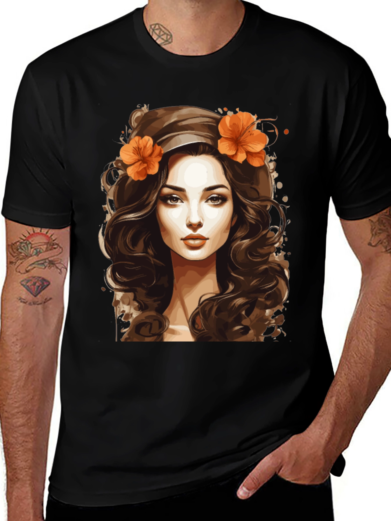 Boho Beauty Graphic Tee - Artistic Woman Portrait