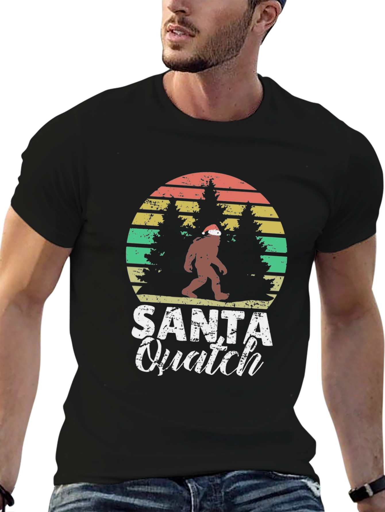 Santa Quatch T-Shirt Bigfoot Christmas Tee