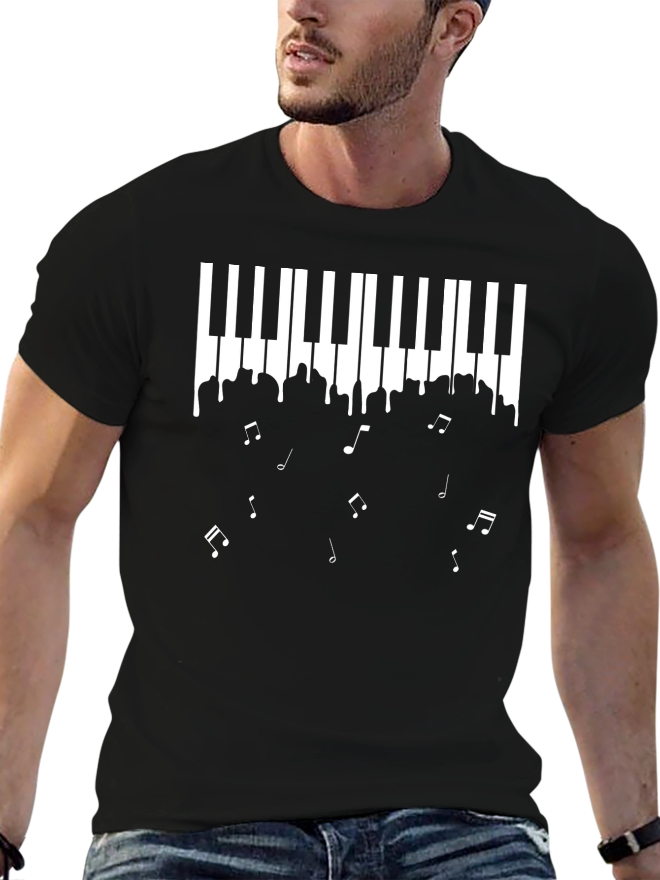 Piano Keys Music Notes Mens T-Shirt