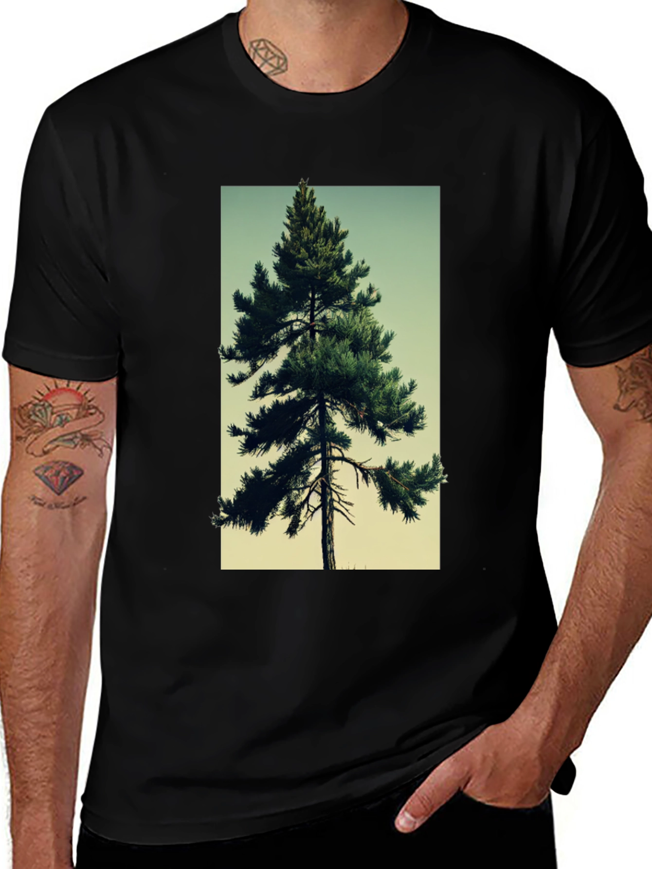 Evergreen Tree Graphic Tee - Nature Lovers T-Shirt