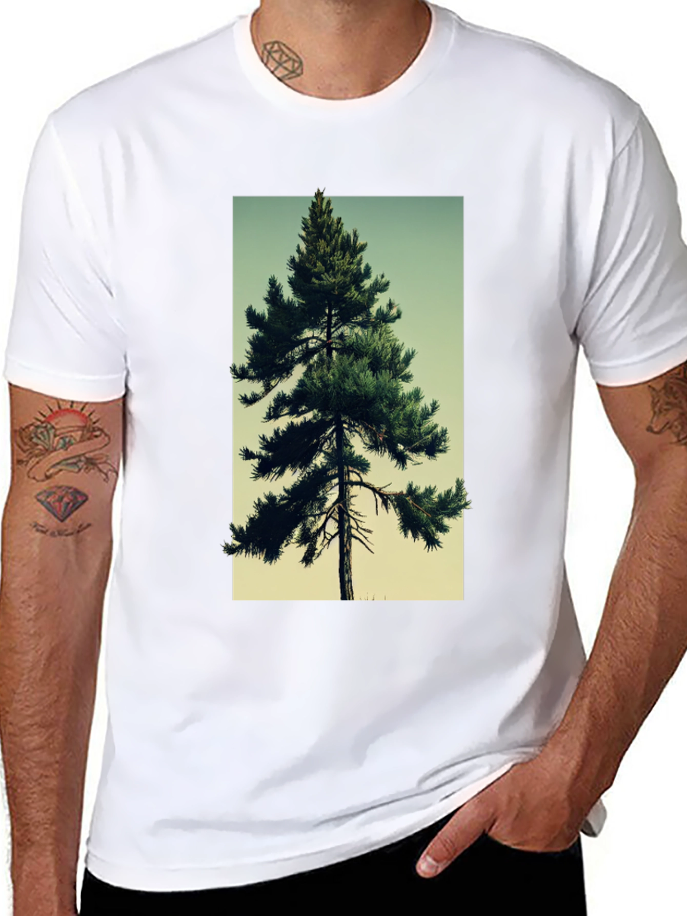 Evergreen Tree Graphic Tee - Nature Lovers T-Shirt