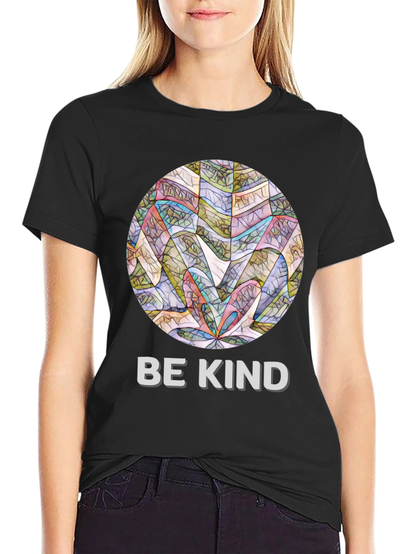 Be Kind Graphic Tee - Abstract Circle Design