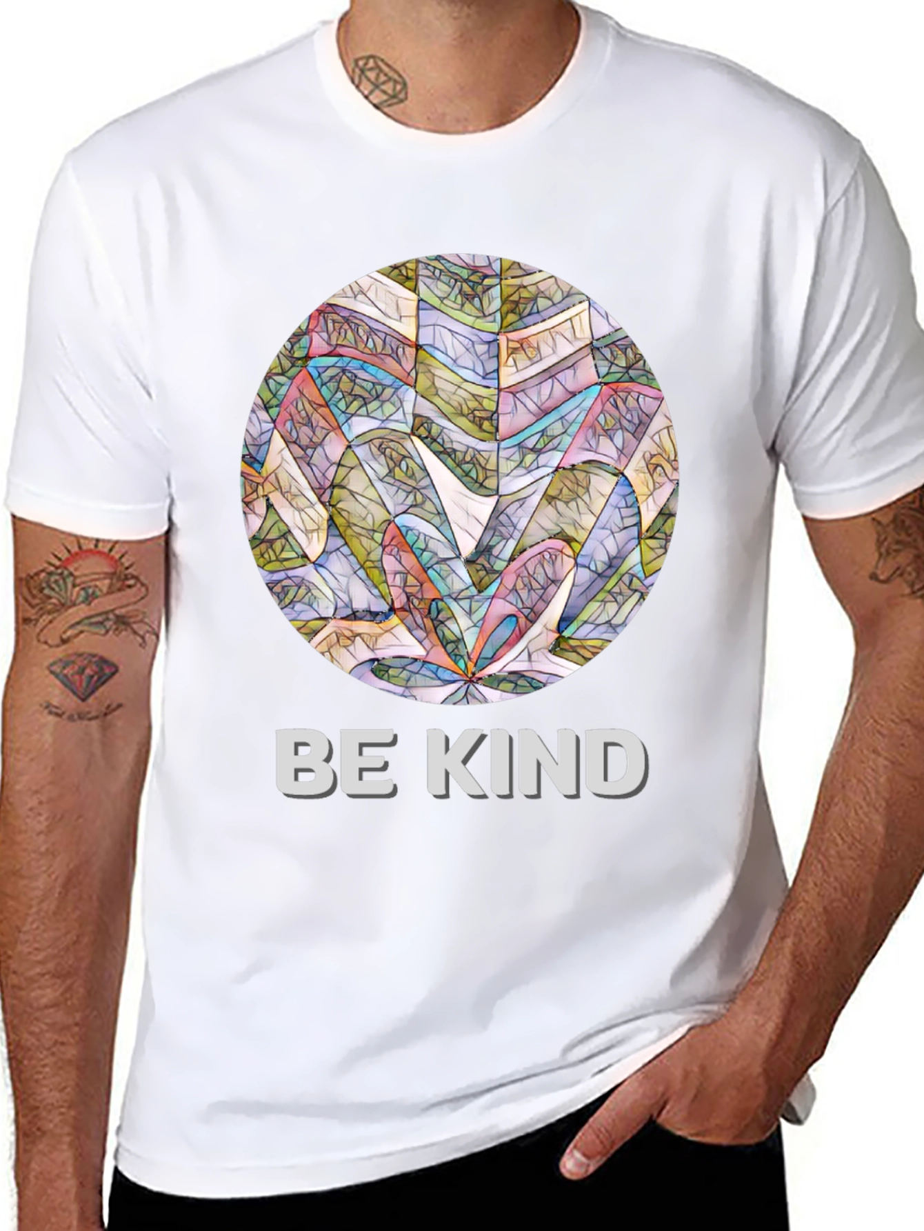 Be Kind Graphic Tee - Abstract Circle Design