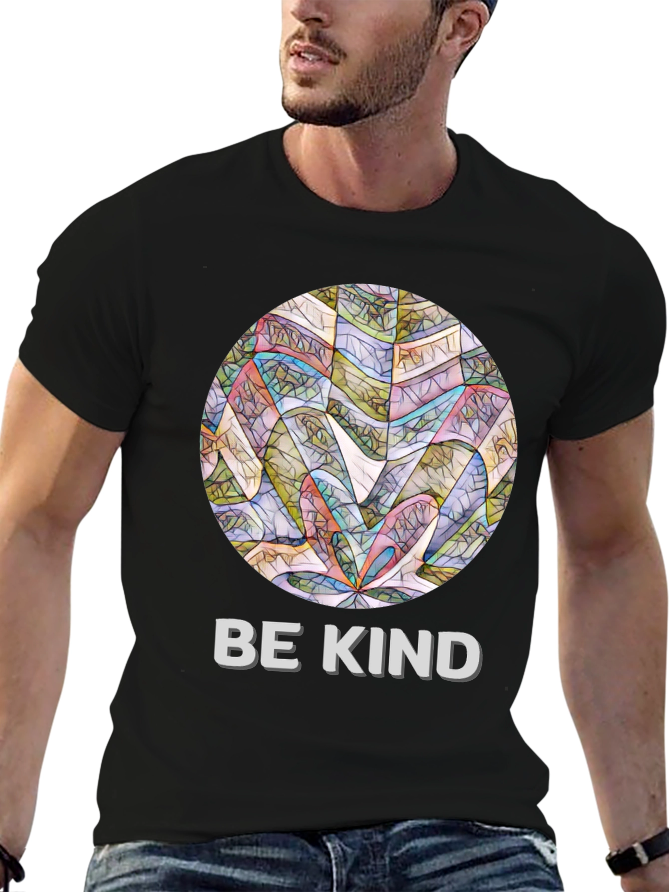 Be Kind Graphic Tee - Abstract Circle Design
