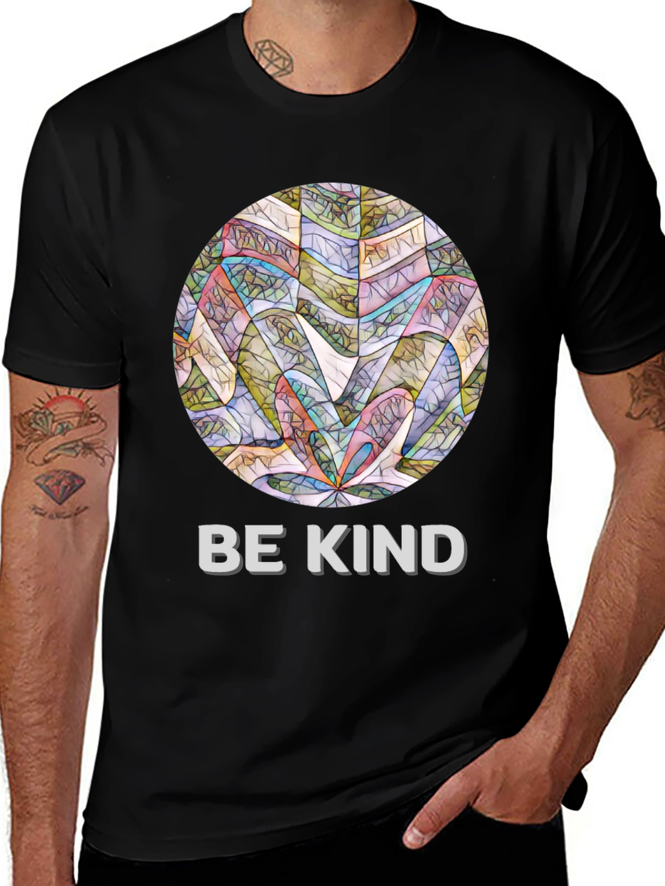 Be Kind Graphic Tee - Abstract Circle Design