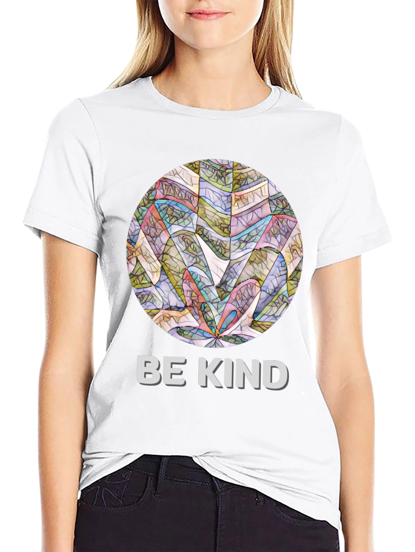 Be Kind Graphic Tee - Abstract Circle Design