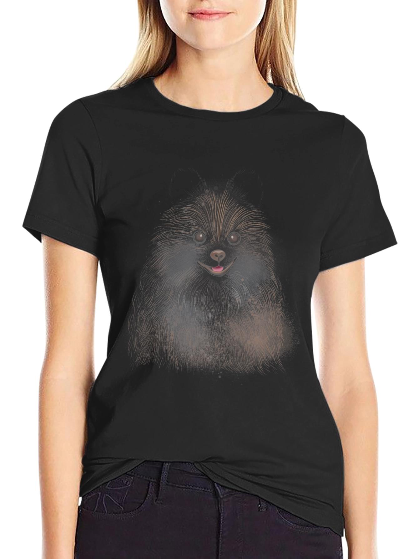 Dog Graphic Black Cotton T-Shirt