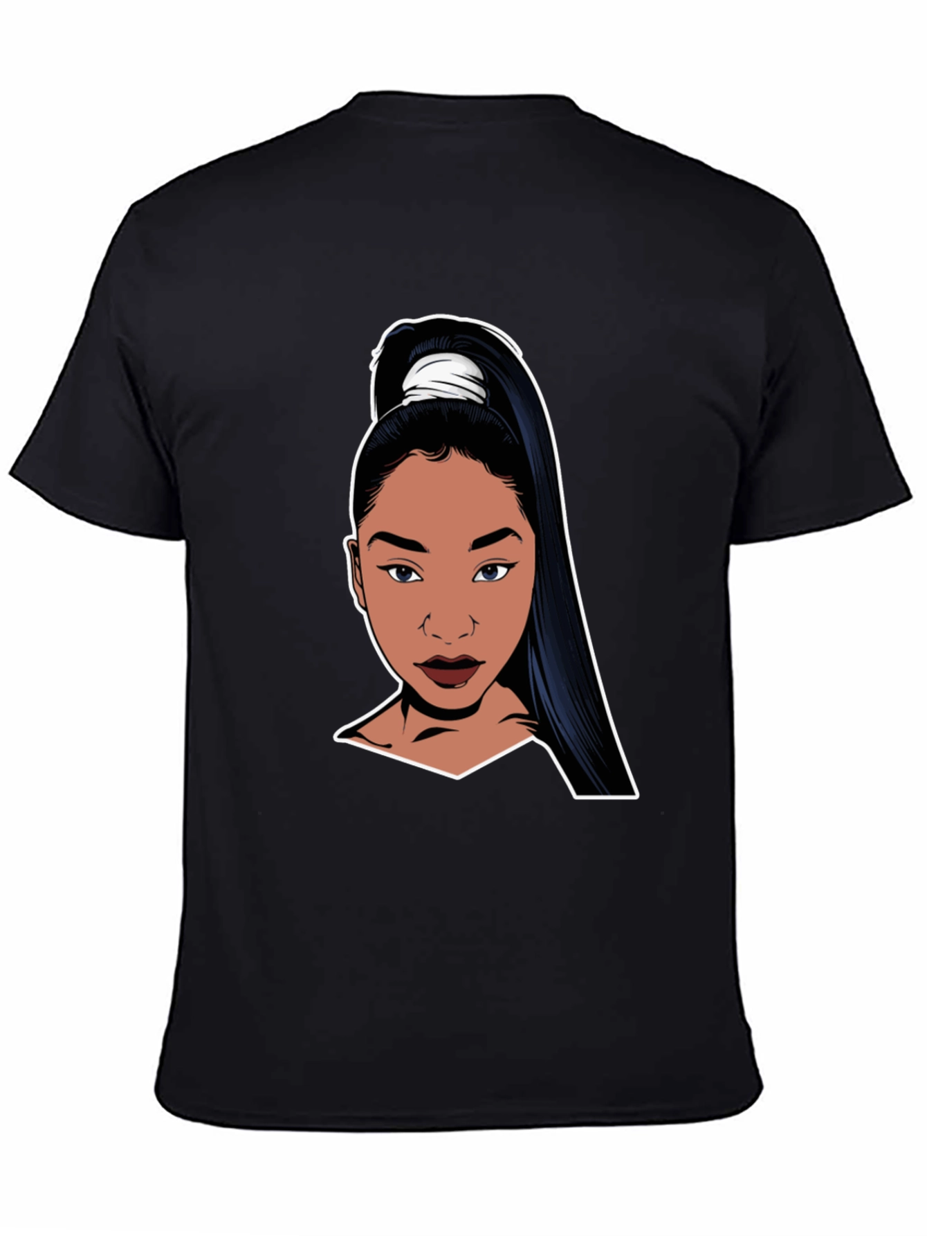 Cool Black T-Shirt with Cartoon Woman
