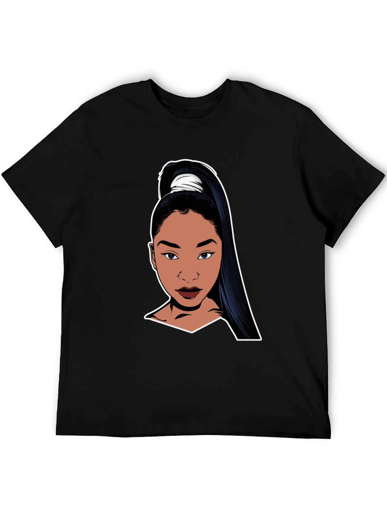 Cool Black T-Shirt with Cartoon Woman