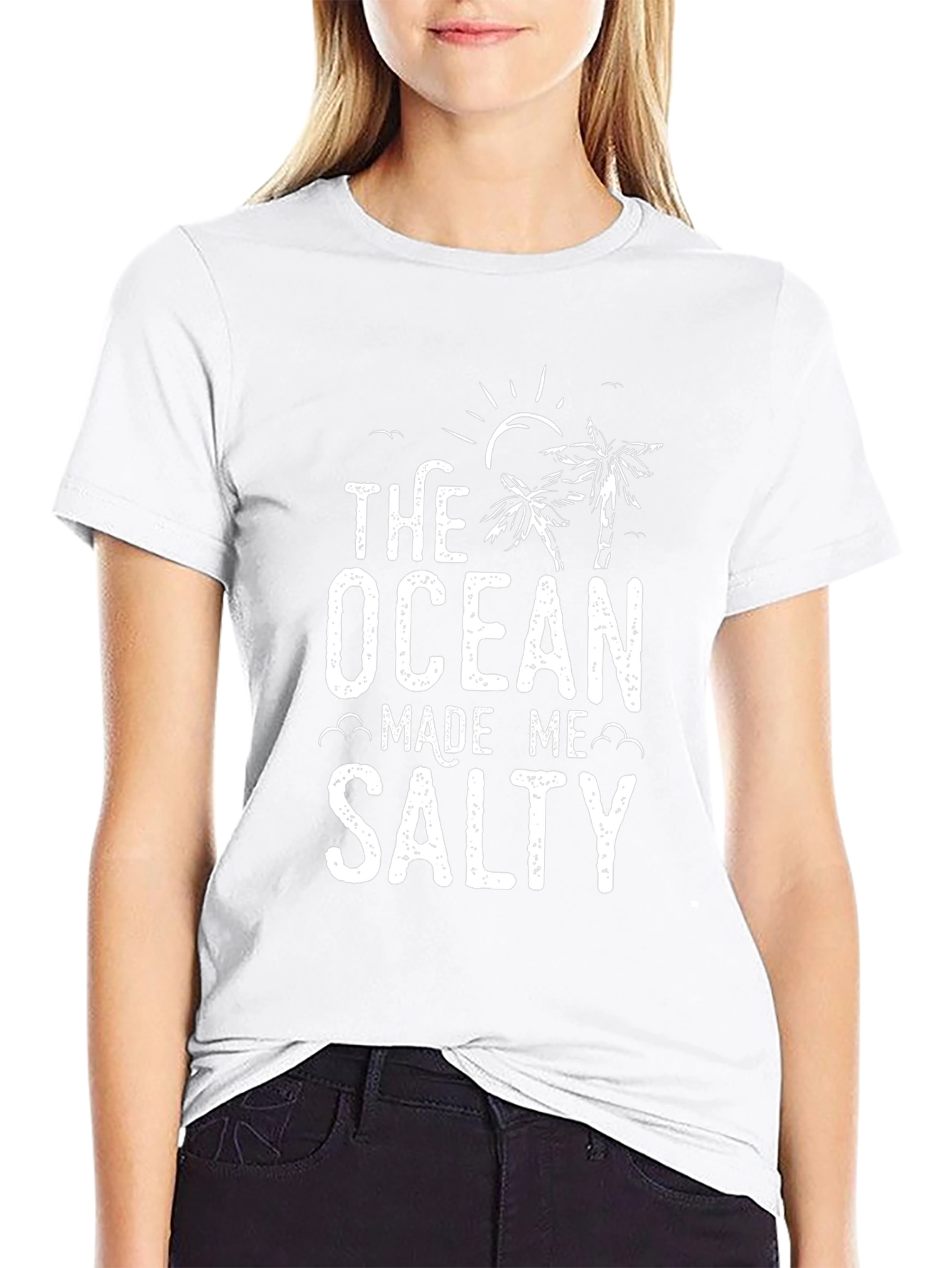The Ocean Made Me Salty Black Graphic T-Shirt