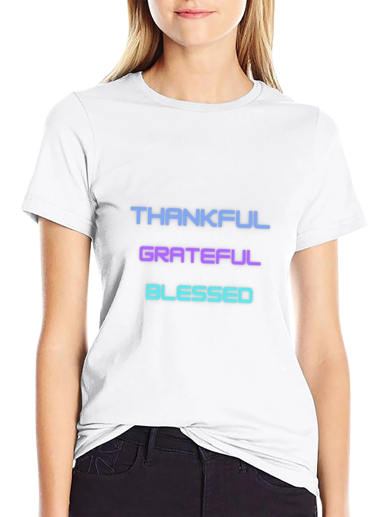 Thankful Grateful Blessed T-Shirt - Black