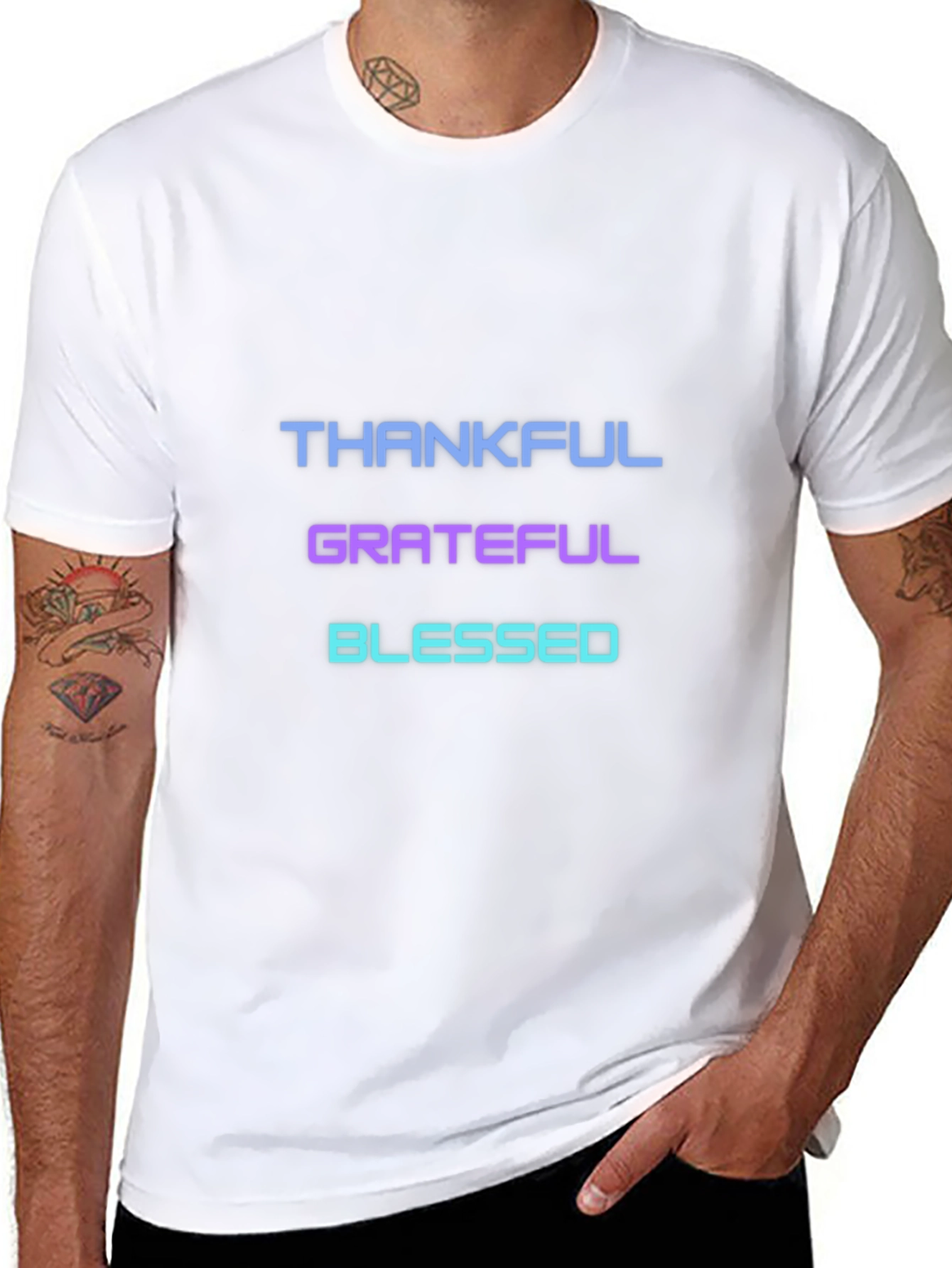 Thankful Grateful Blessed T-Shirt - Black