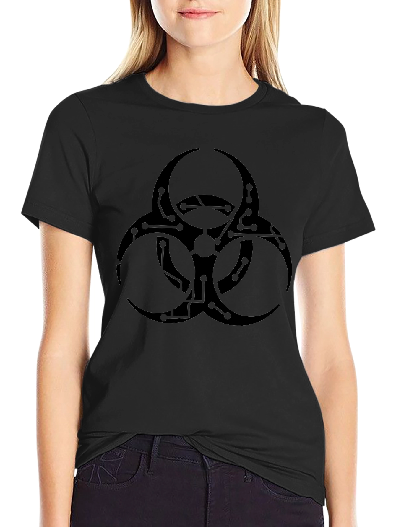 Black Biohazard Tech Graphic T-Shirt