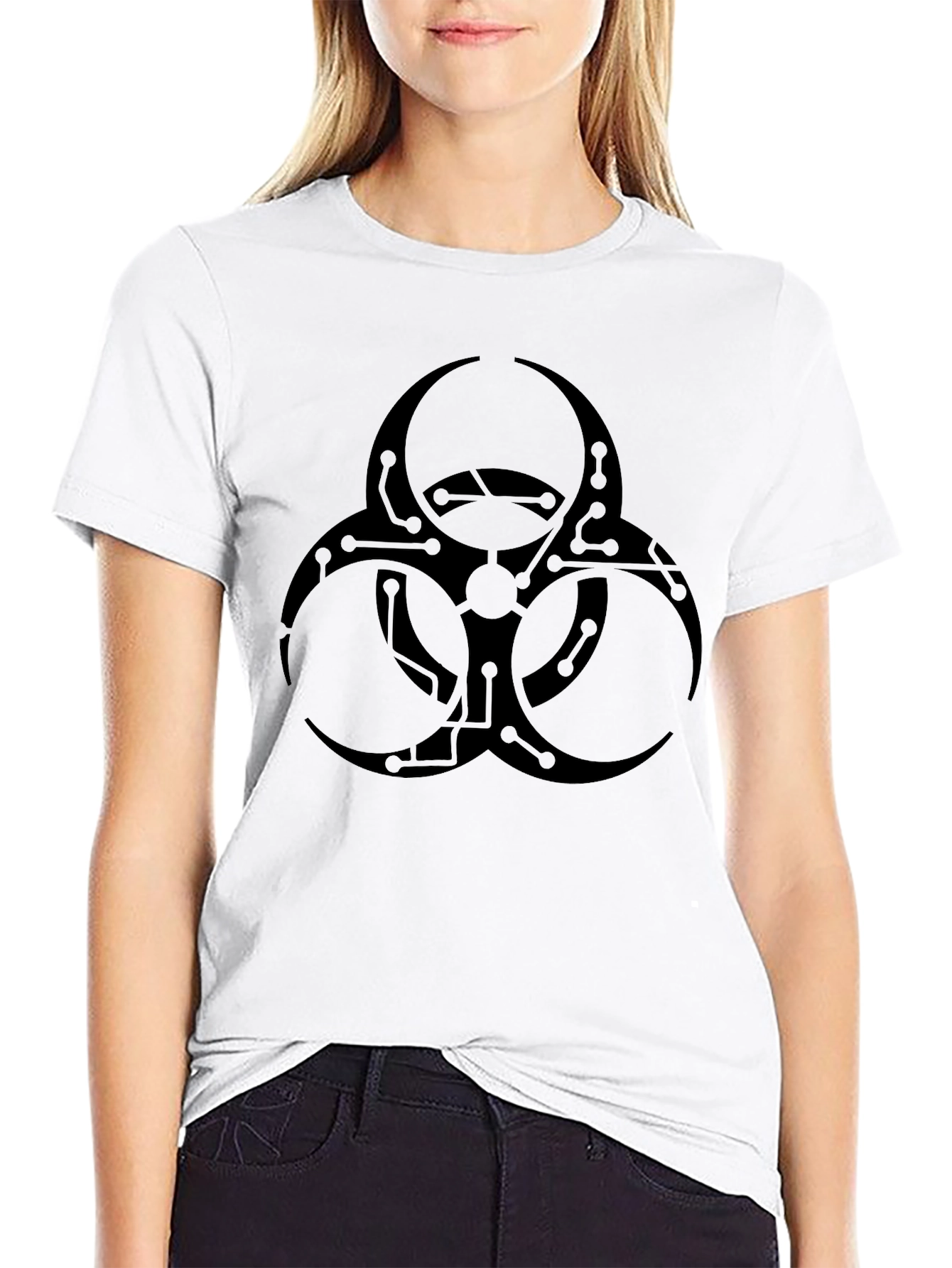 Black Biohazard Tech Graphic T-Shirt