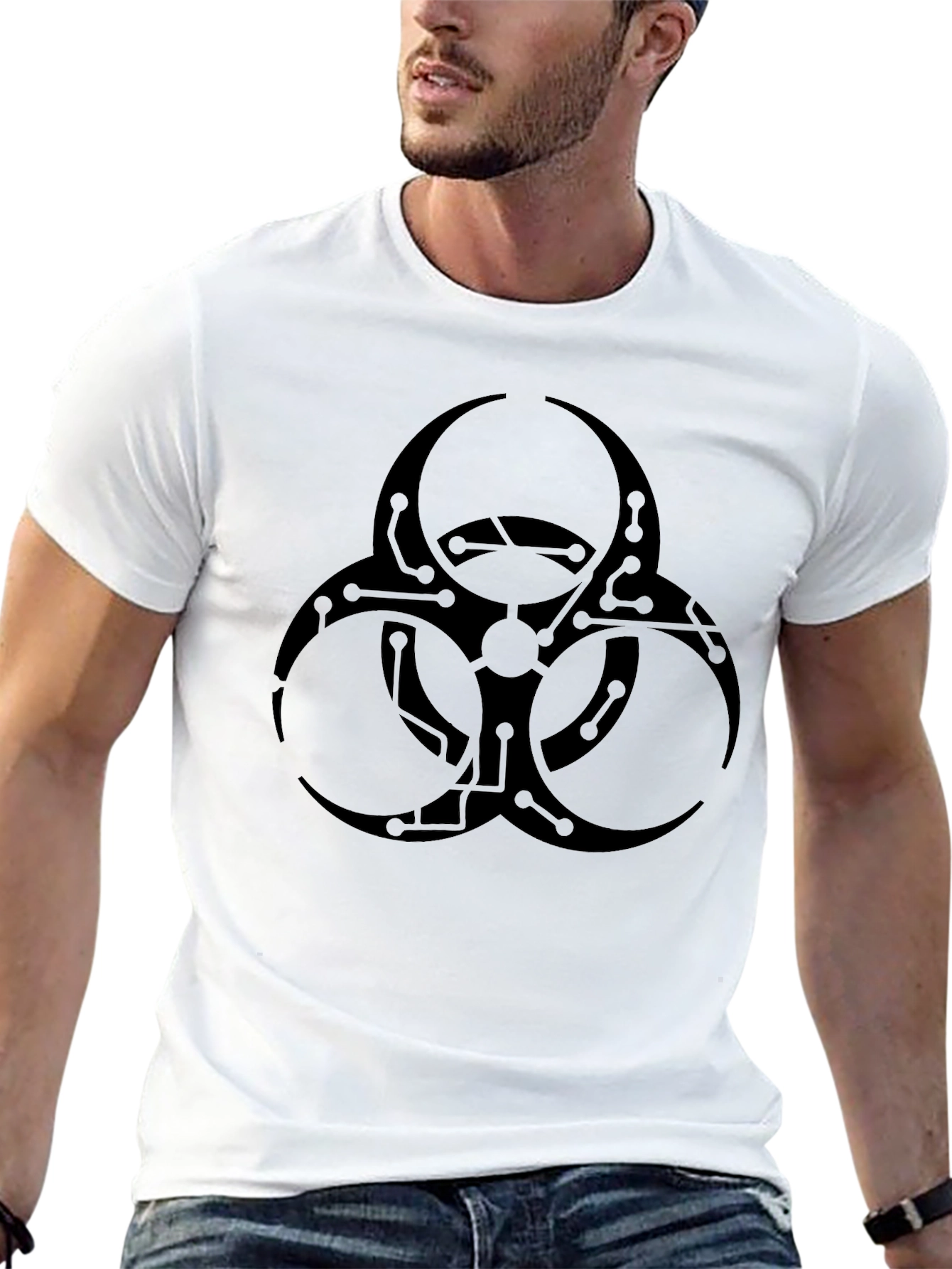 Black Biohazard Tech Graphic T-Shirt