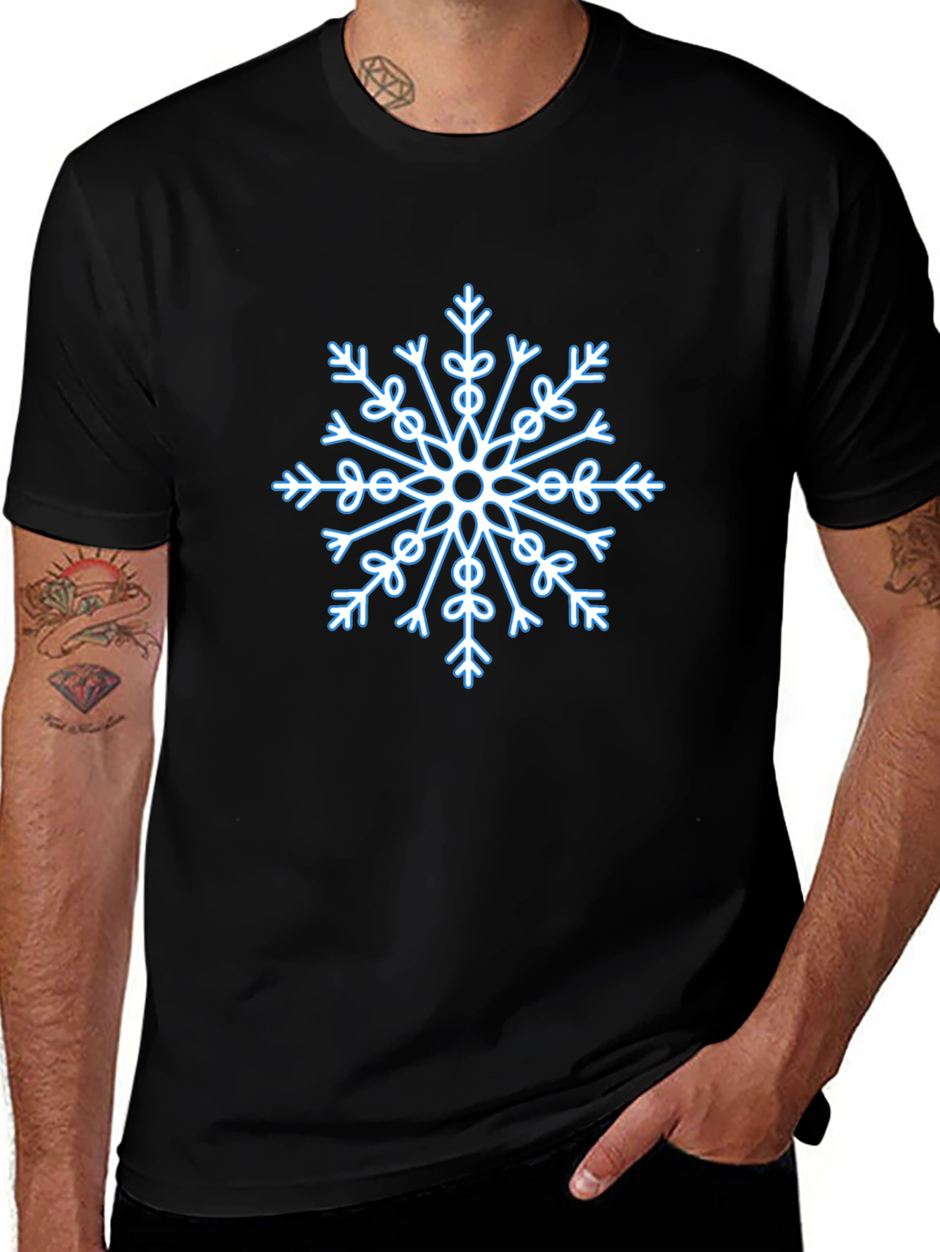 Snowflake Graphic Black T-Shirt