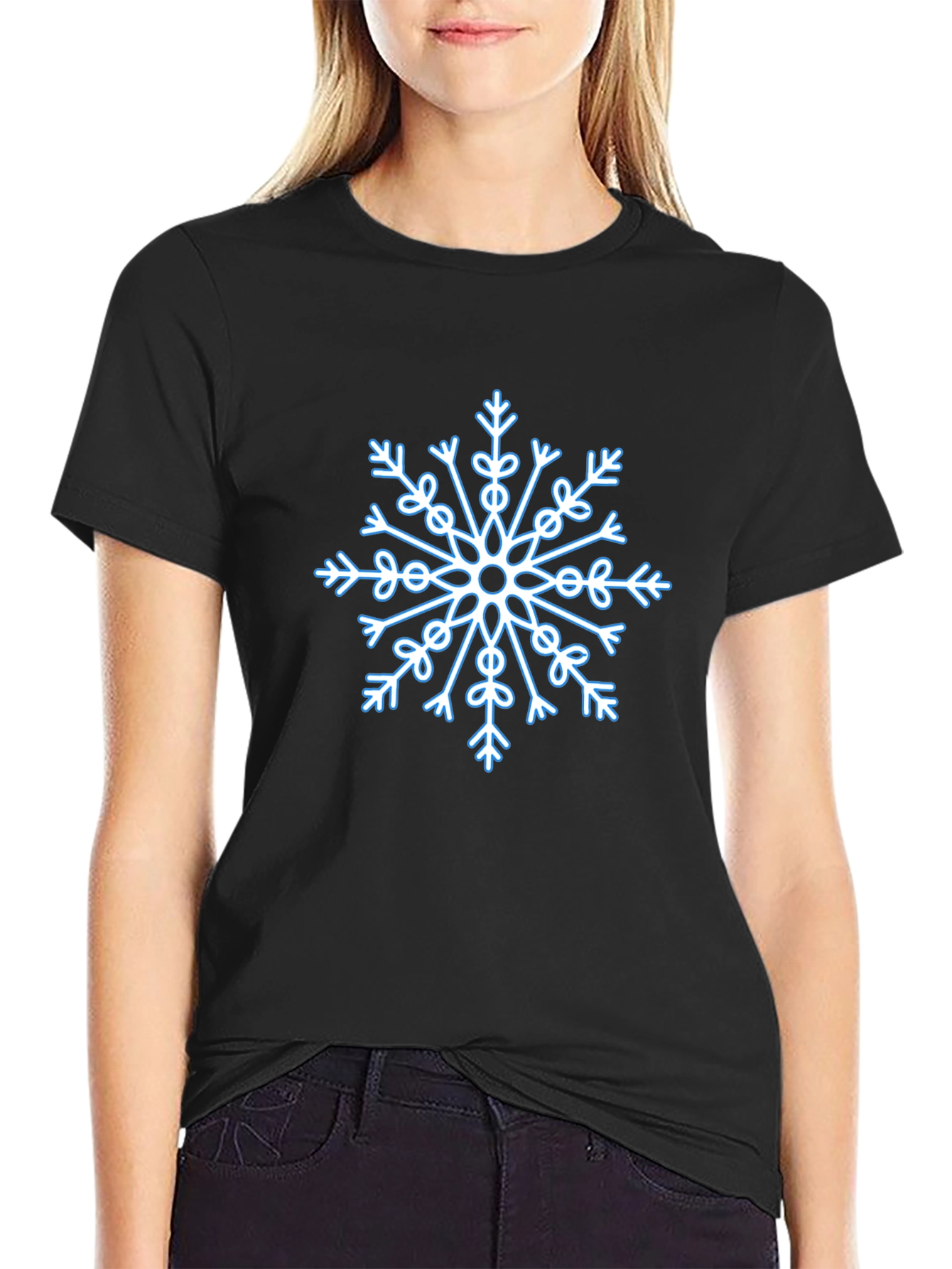 Snowflake Graphic Black T-Shirt
