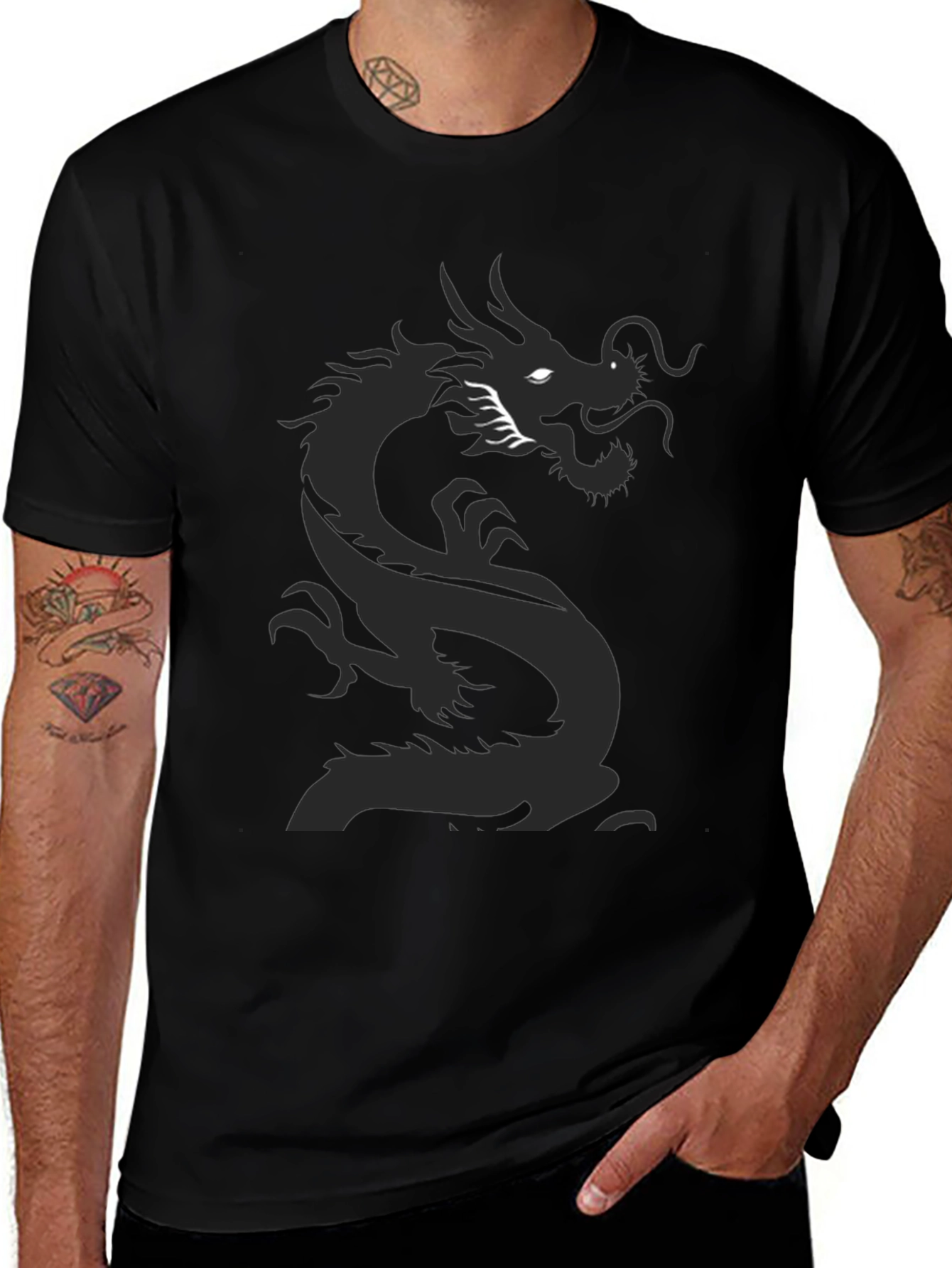 Dragon Graphic Black Tee - Stylish Mens T-Shirt