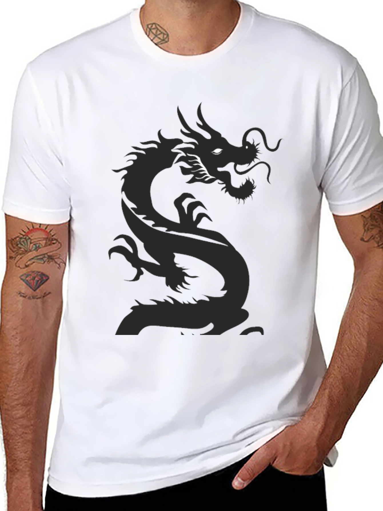 Dragon Graphic Black Tee - Stylish Mens T-Shirt