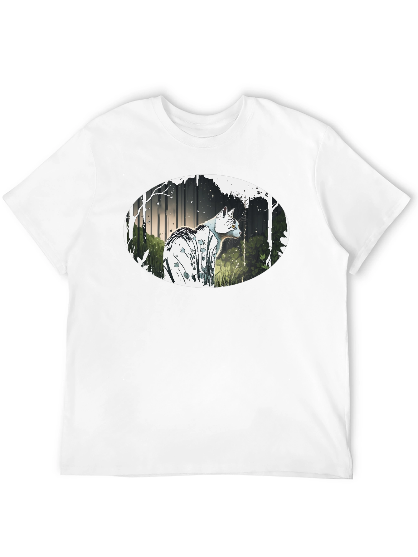 Cat in the Woods Graphic Tee - Black
