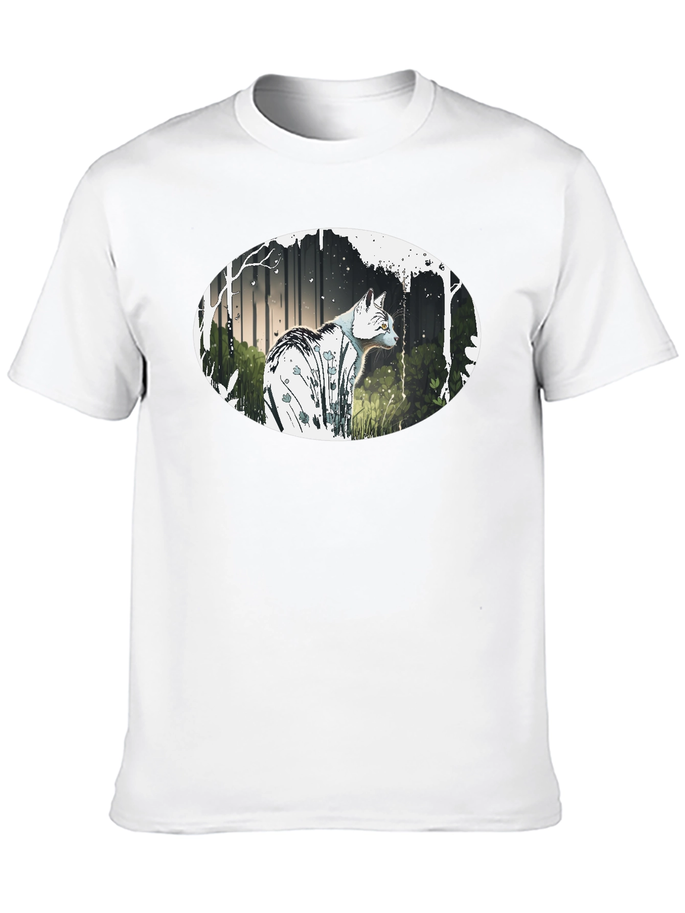 Cat in the Woods Graphic Tee - Black