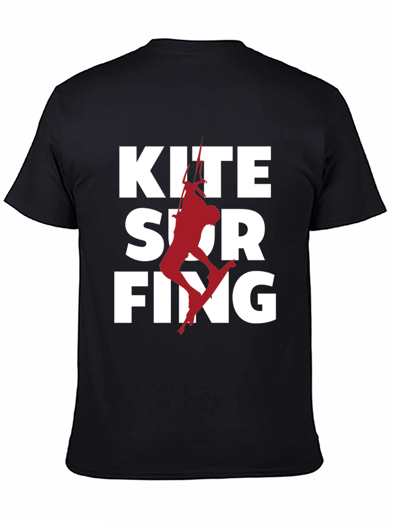 Kite Surfing Graphic Tee - Black Cotton T-Shirt