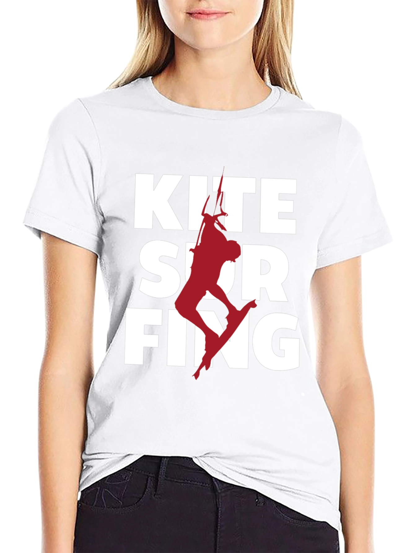 Kite Surfing Graphic Tee - Black Cotton T-Shirt