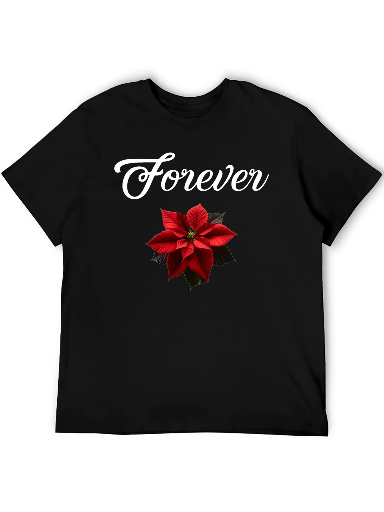 Forever Poinsettia Black Tee
