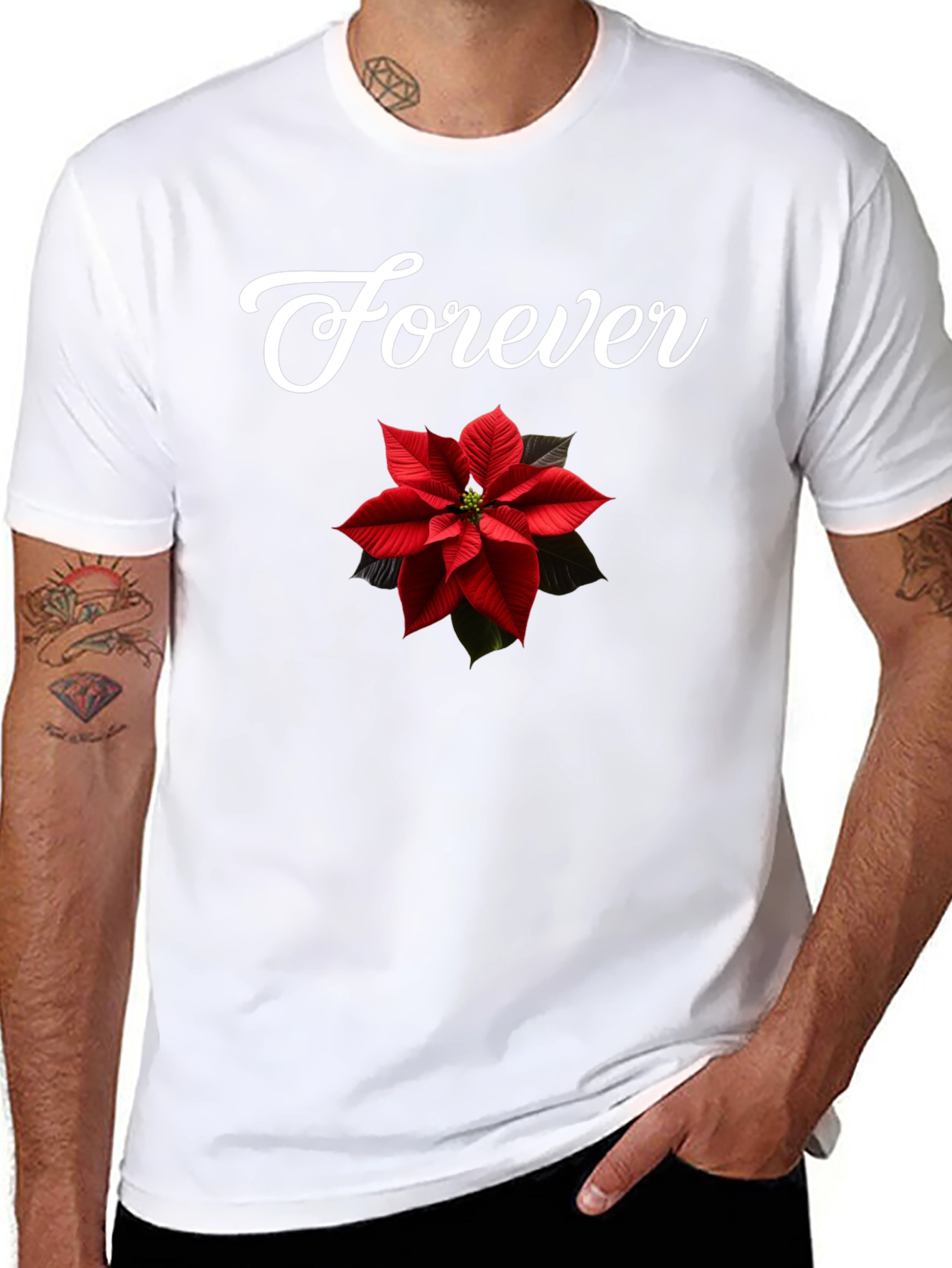 Forever Poinsettia Black Tee