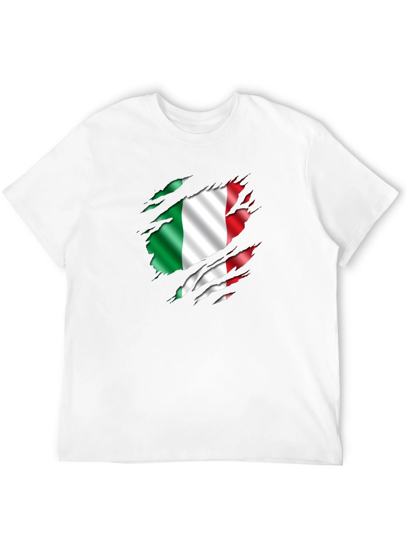 Italian Flag Ripped T-Shirt - Mens Black Tee