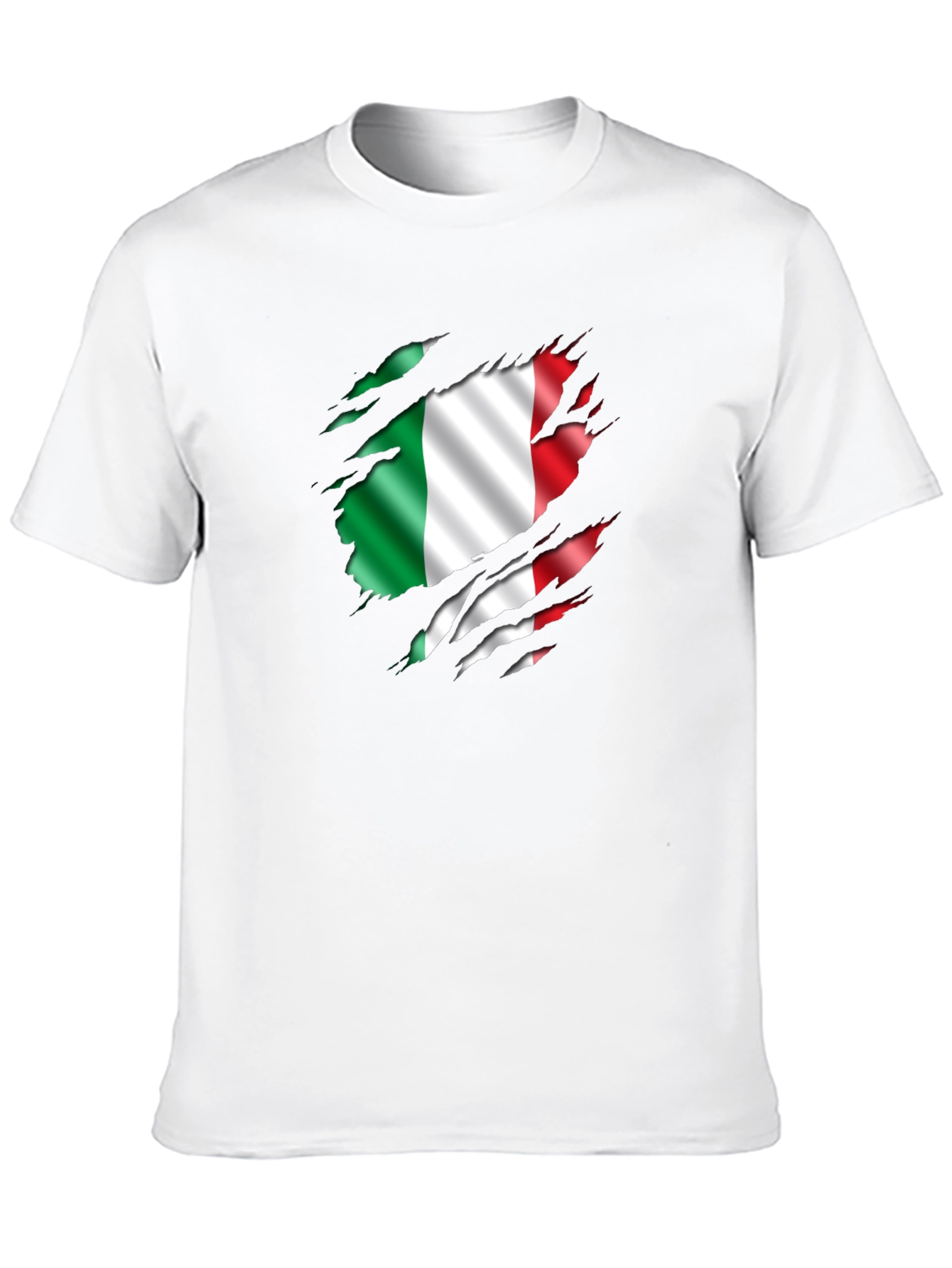 Italian Flag Ripped T-Shirt - Mens Black Tee