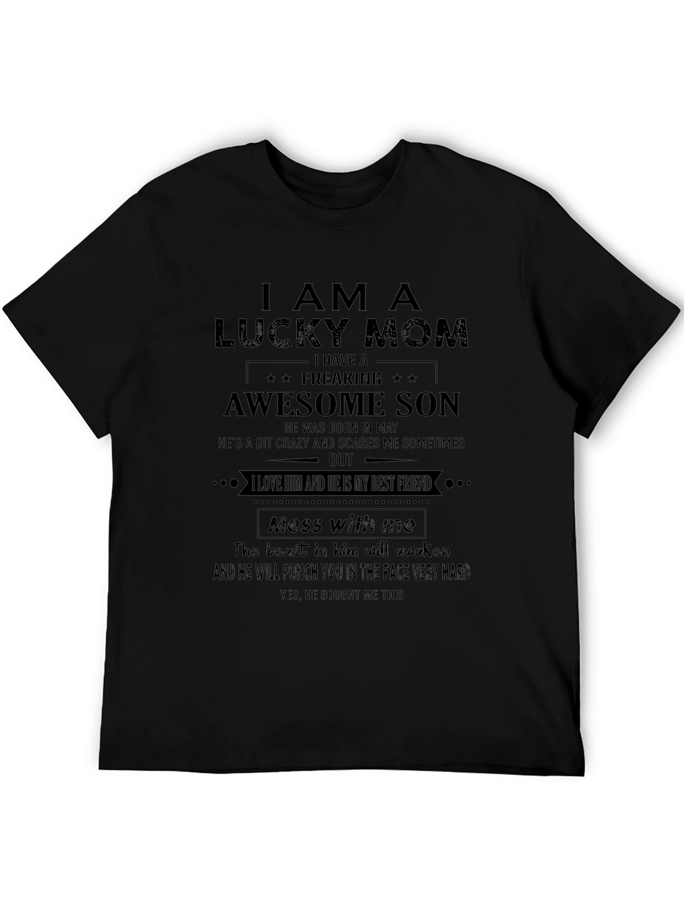 Lucky Mom Awesome Son Graphic Tee