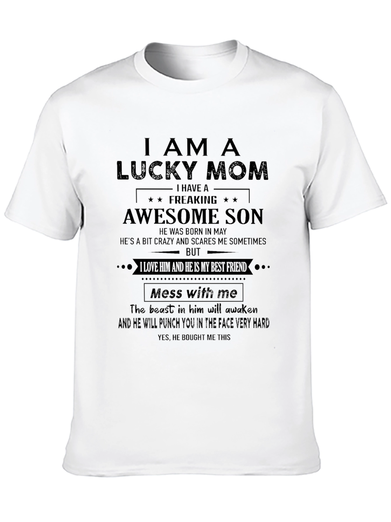 Lucky Mom Awesome Son Graphic Tee