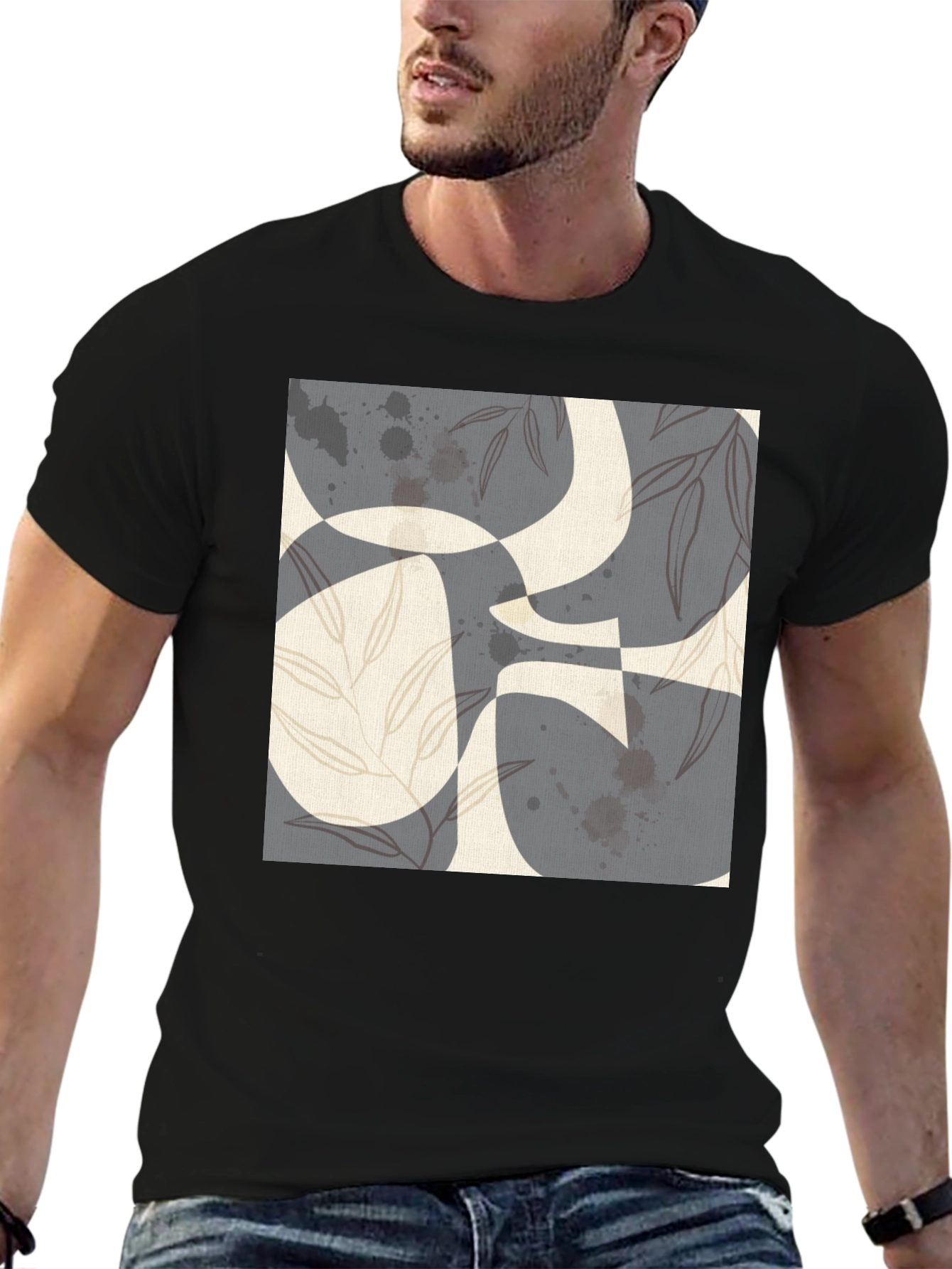 Abstract Print Black T-Shirt