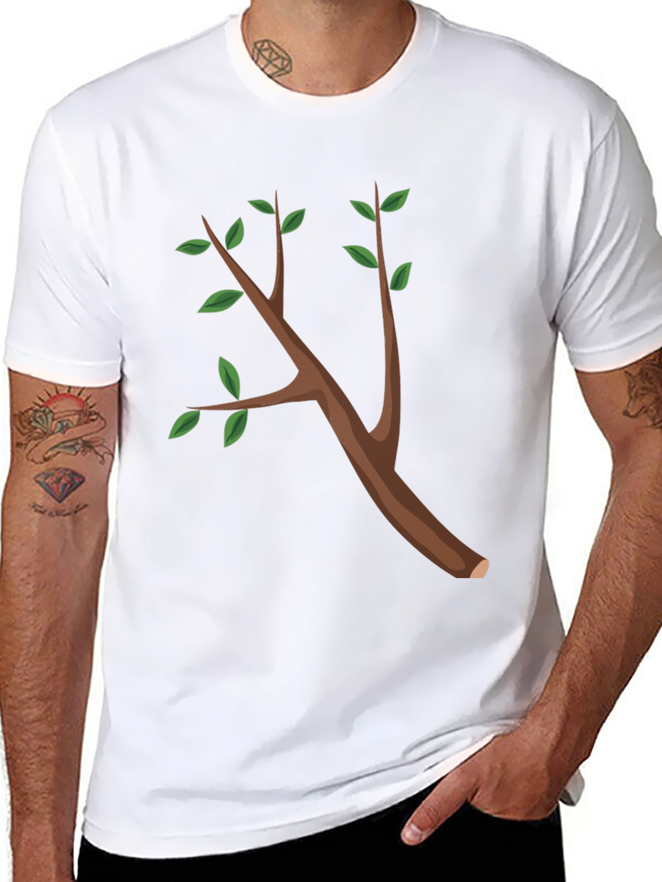 Nature Branch Graphic Tee - Black Cotton T-Shirt