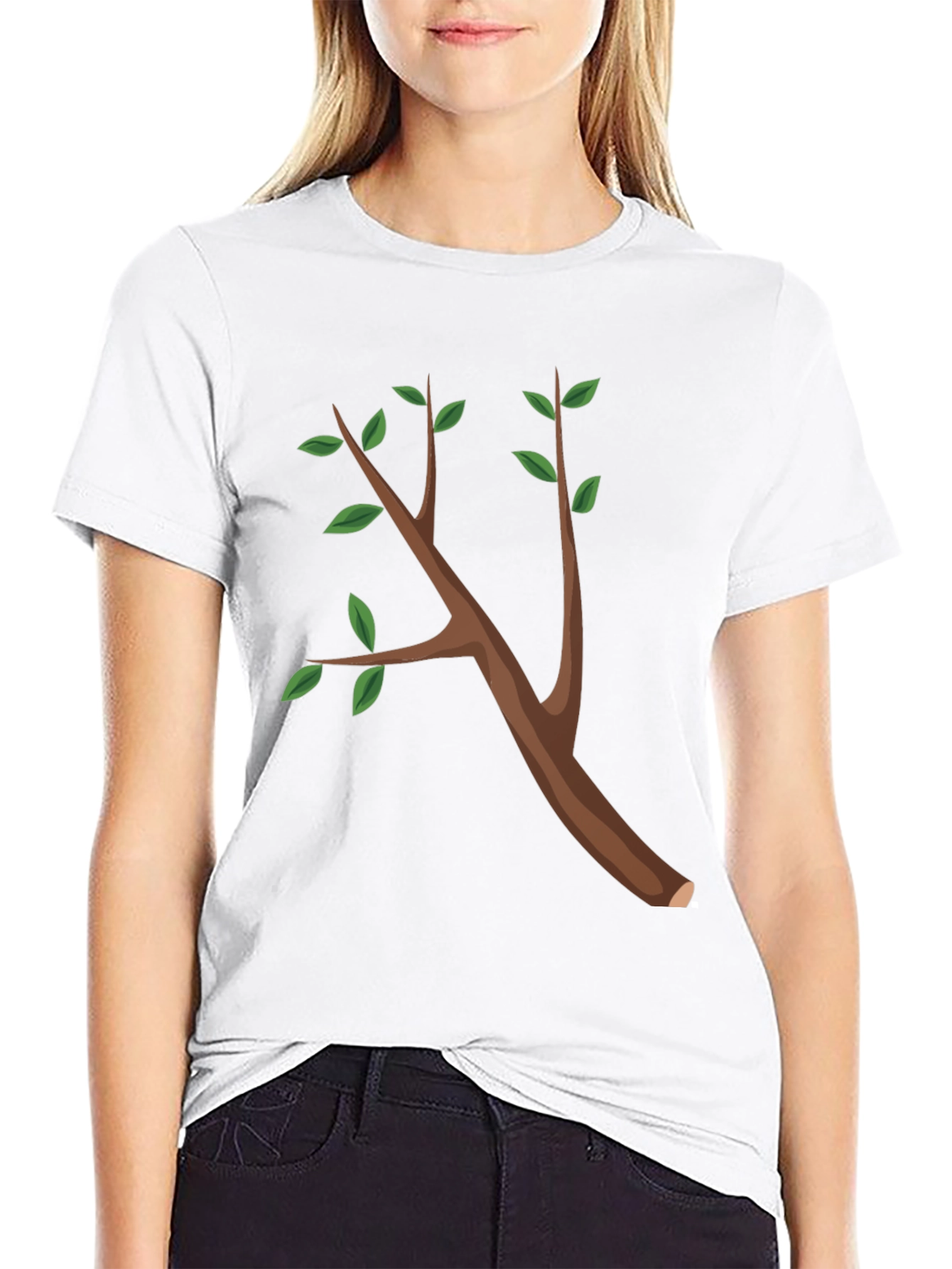 Nature Branch Graphic Tee - Black Cotton T-Shirt