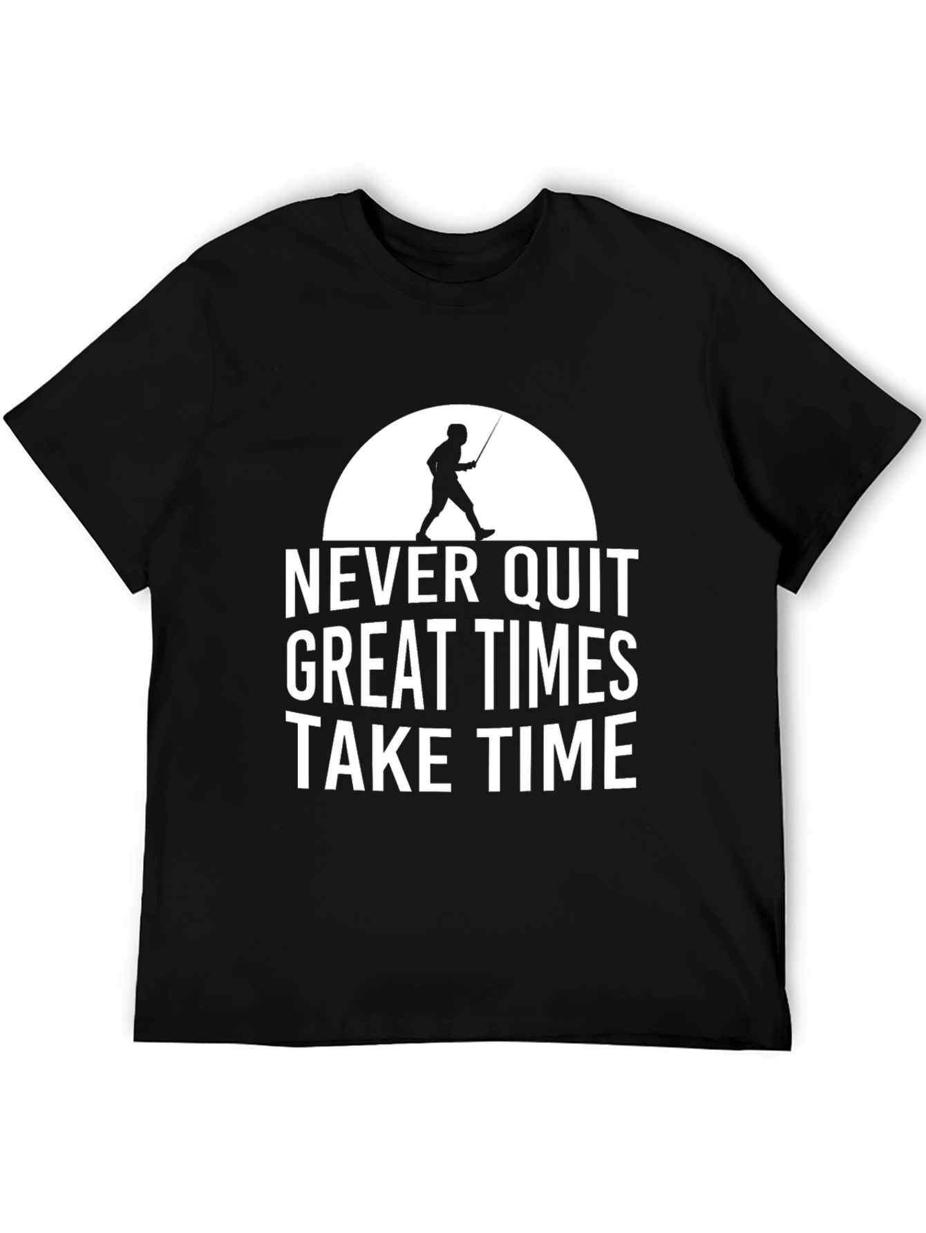 Never Quit Motivational Black T-Shirt