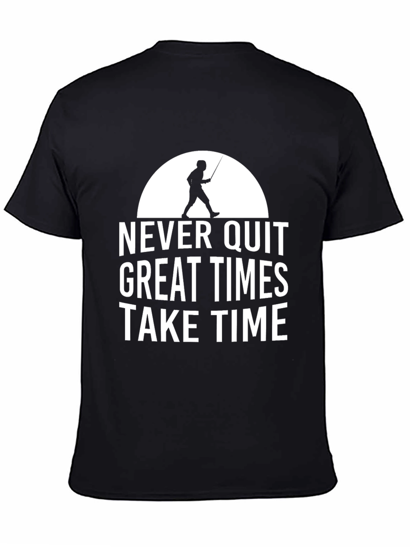 Never Quit Motivational Black T-Shirt