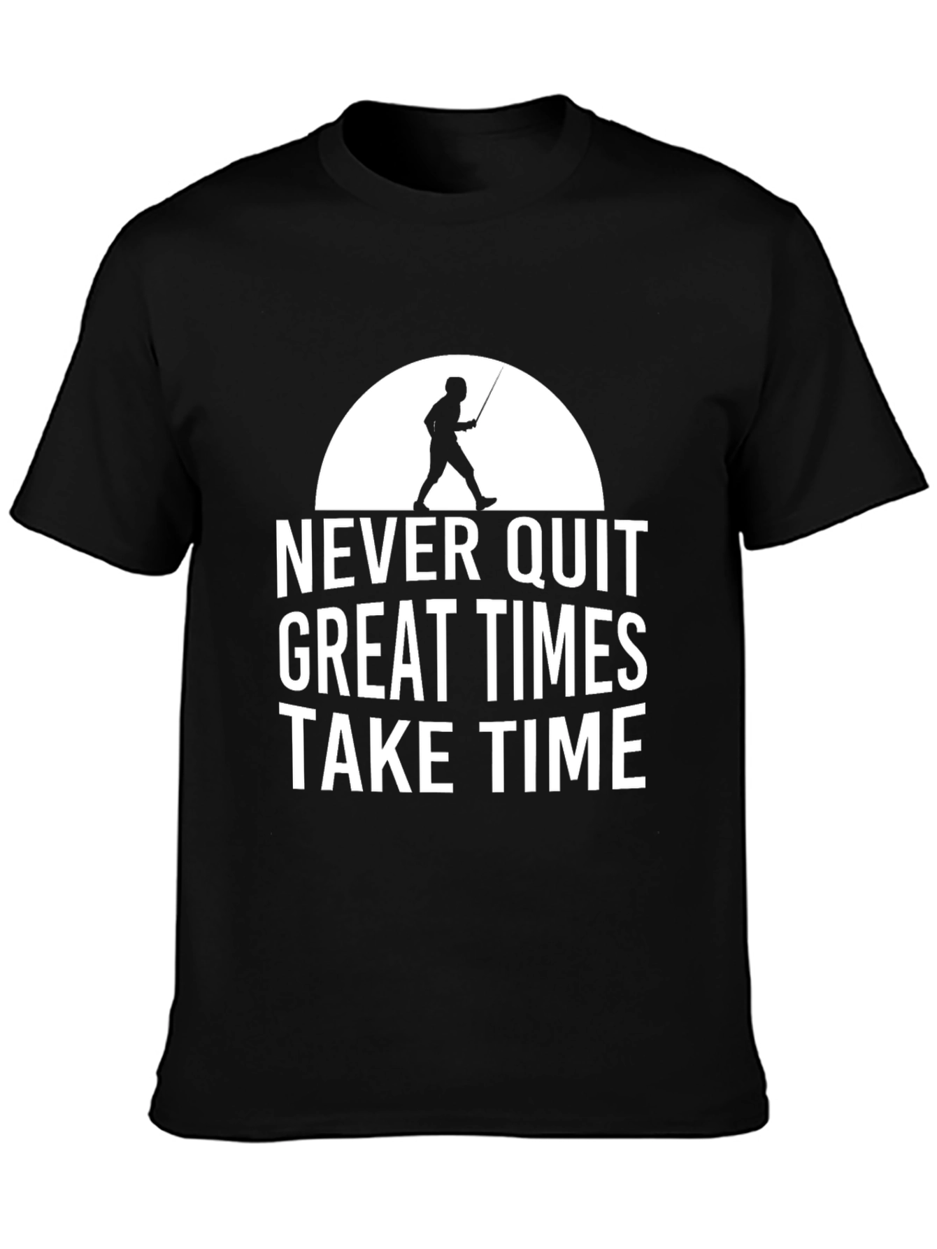 Never Quit Motivational Black T-Shirt