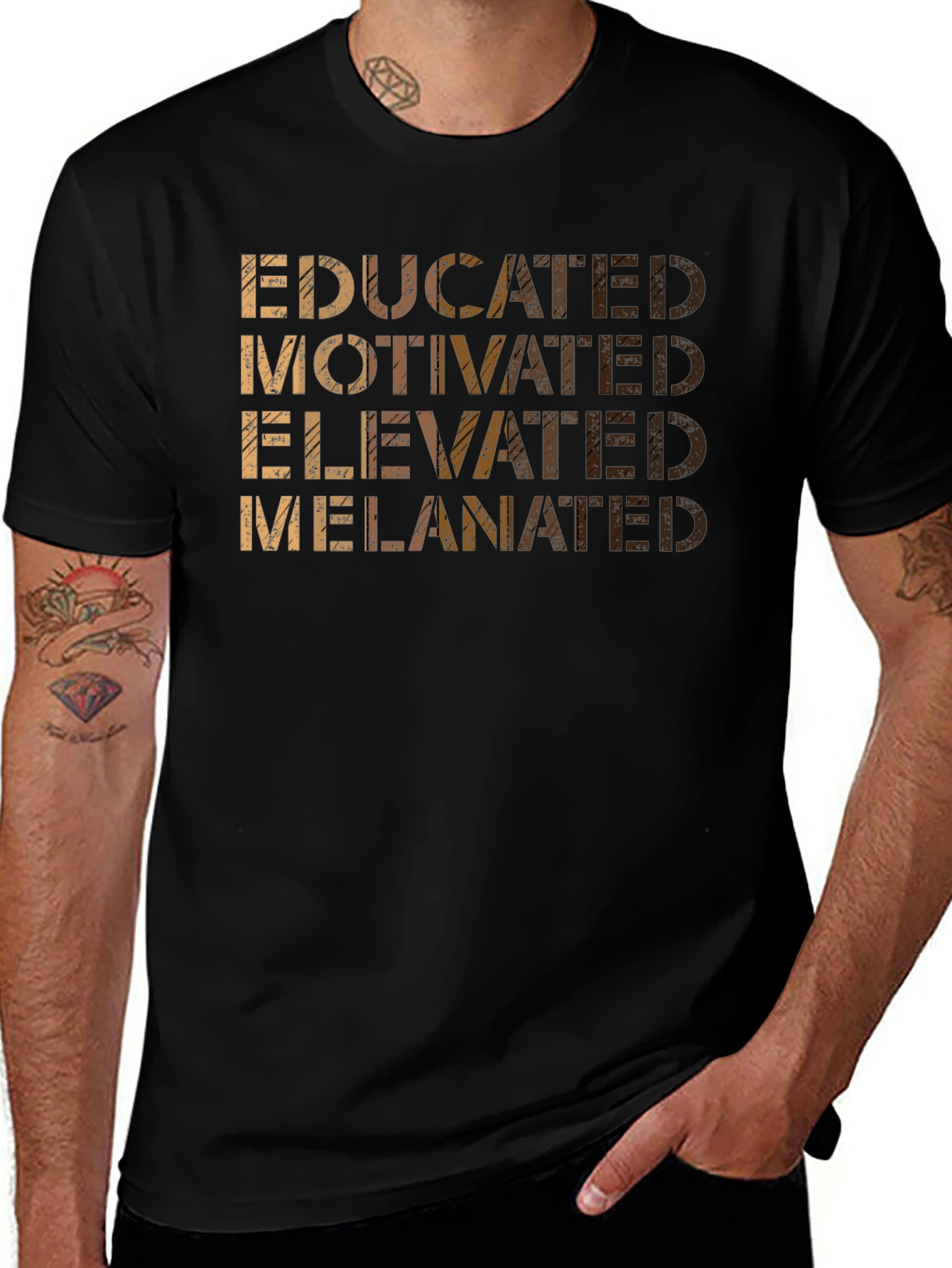 Educated Motivated Elevated Melanated Black T-Shirt