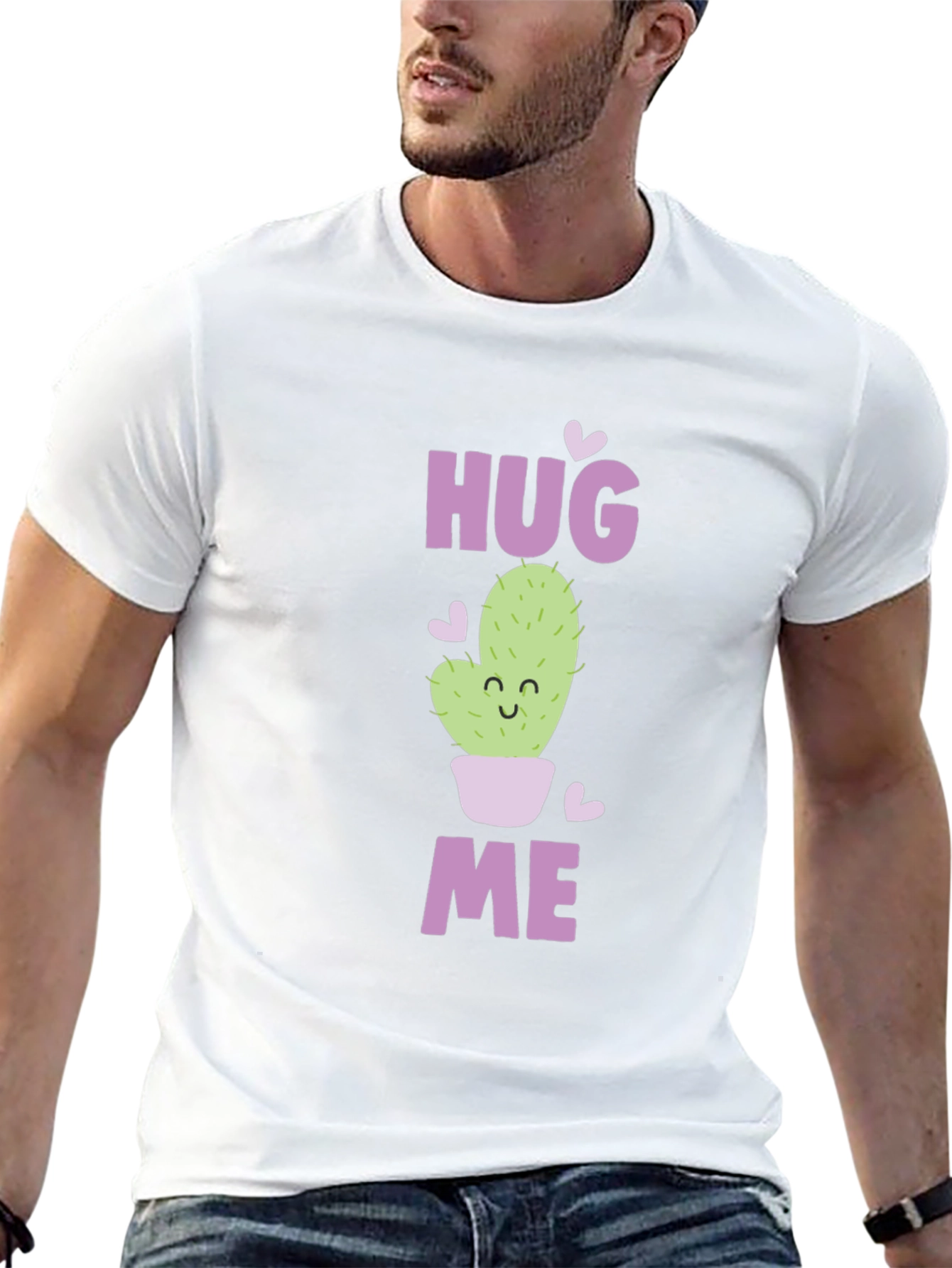 Hug Me Cactus Graphic Tee - Soft Cotton Blend