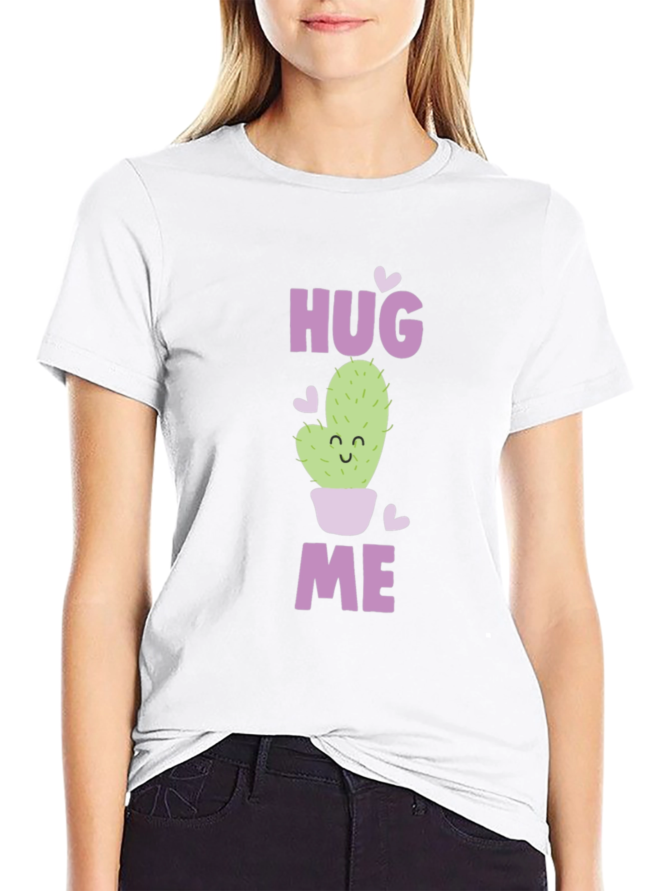 Hug Me Cactus Graphic Tee - Soft Cotton Blend