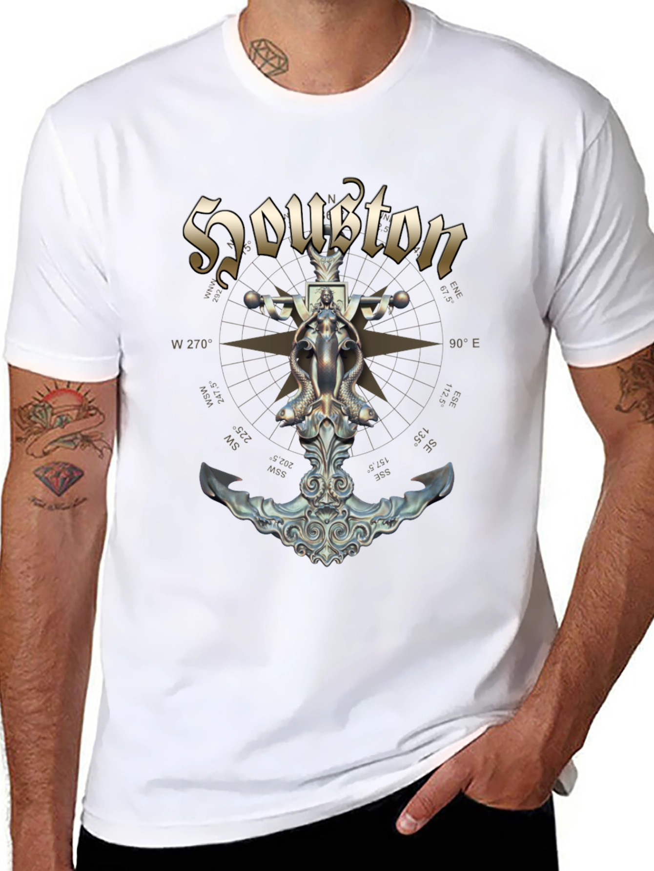 Houston Anchor Compass Rose Graphic T-Shirt