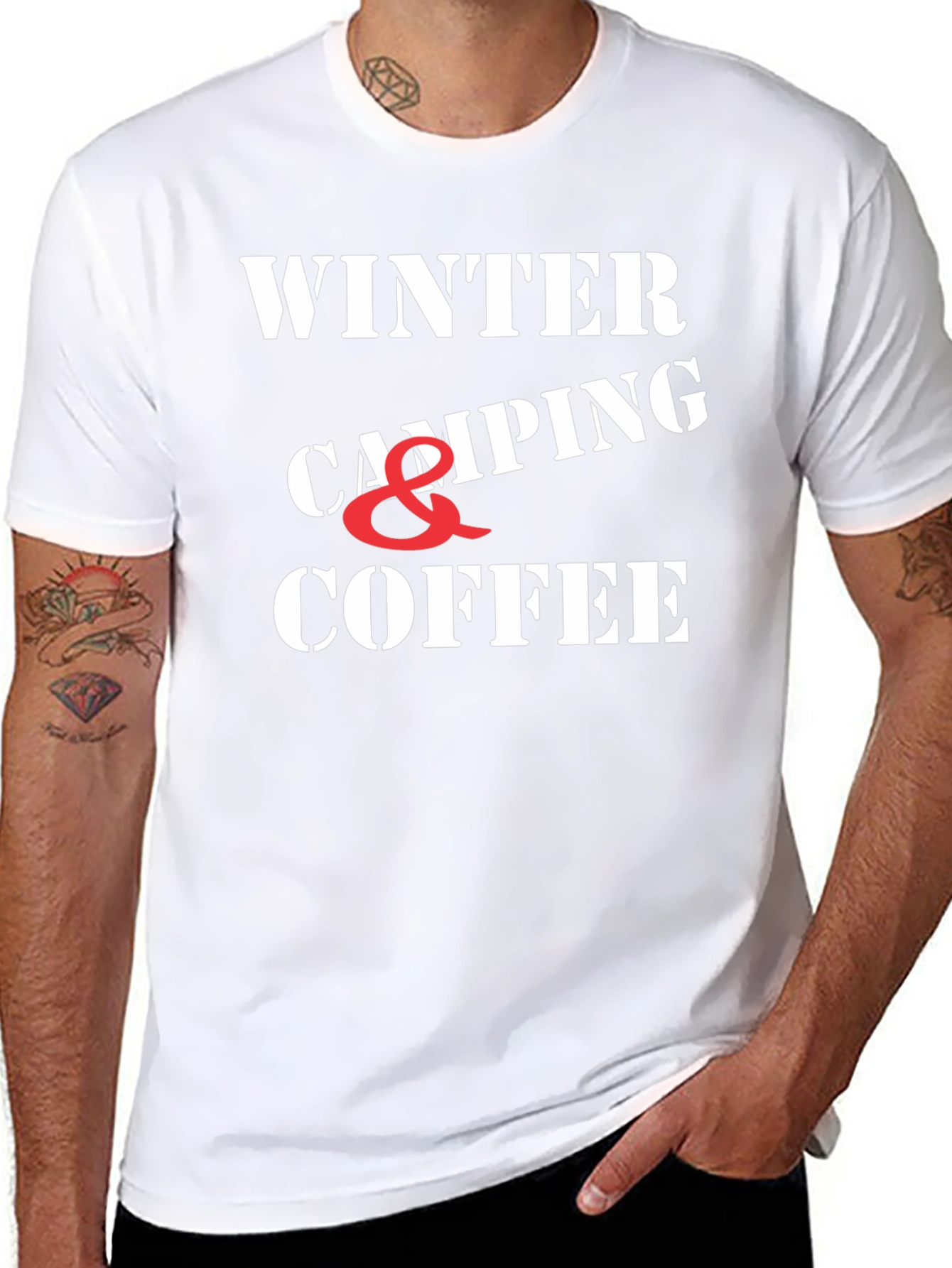 Winter Camping & Coffee Graphic T-Shirt