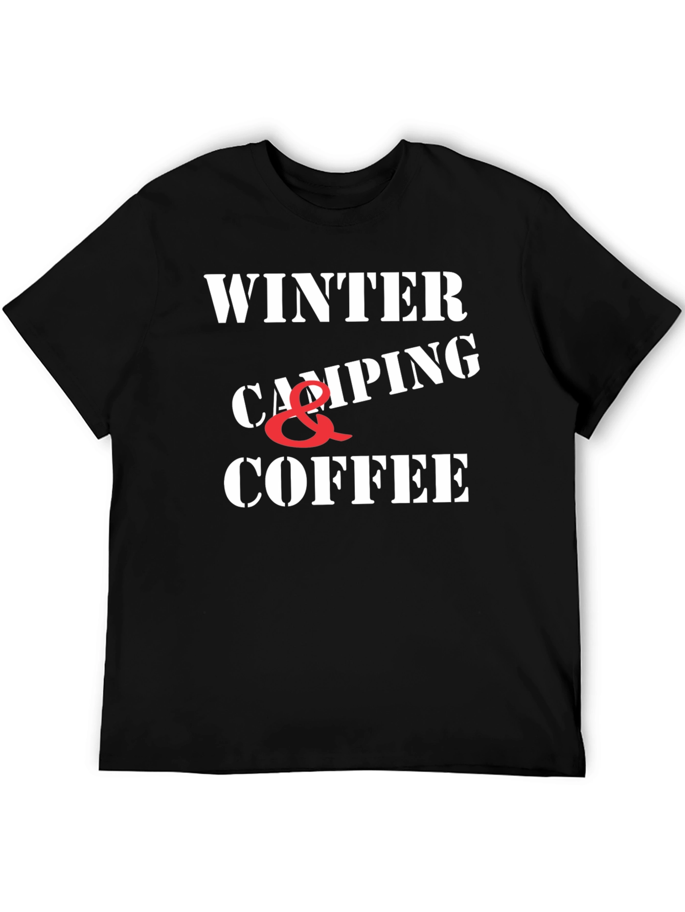 Winter Camping & Coffee Graphic T-Shirt